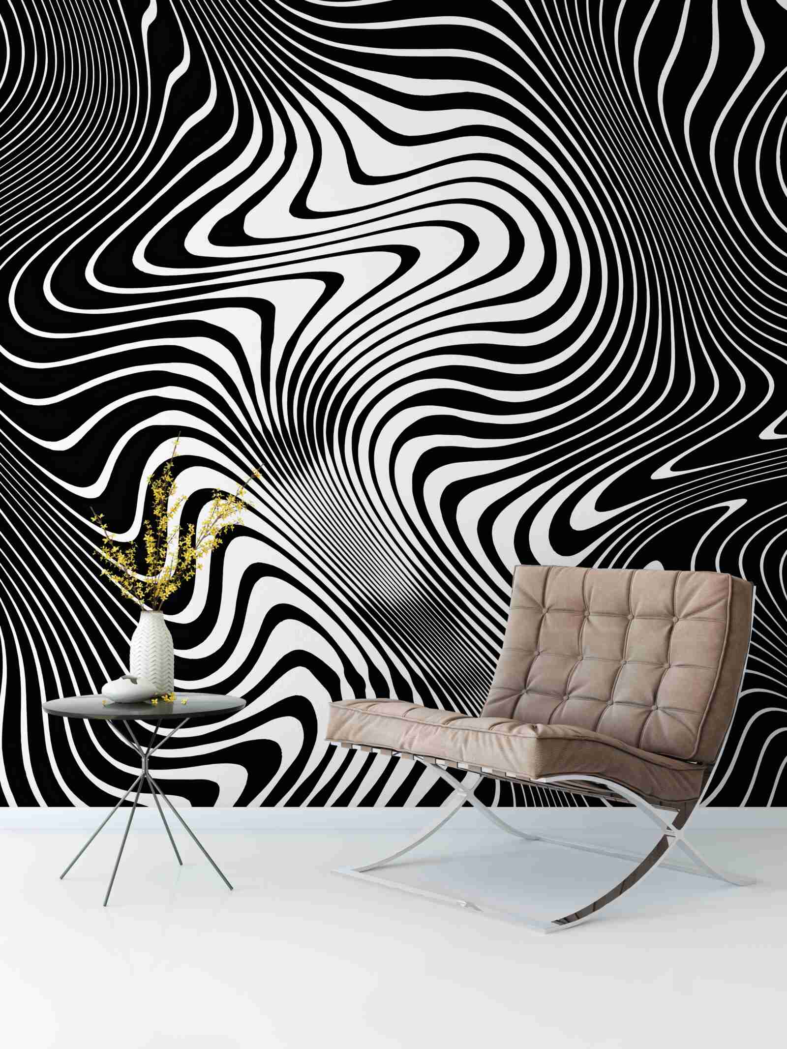 Papier peint Image d'une fille avec des contours abstraits