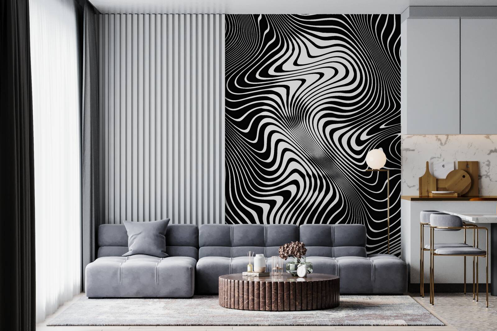 Papier peint Image d'une fille avec des contours abstraits