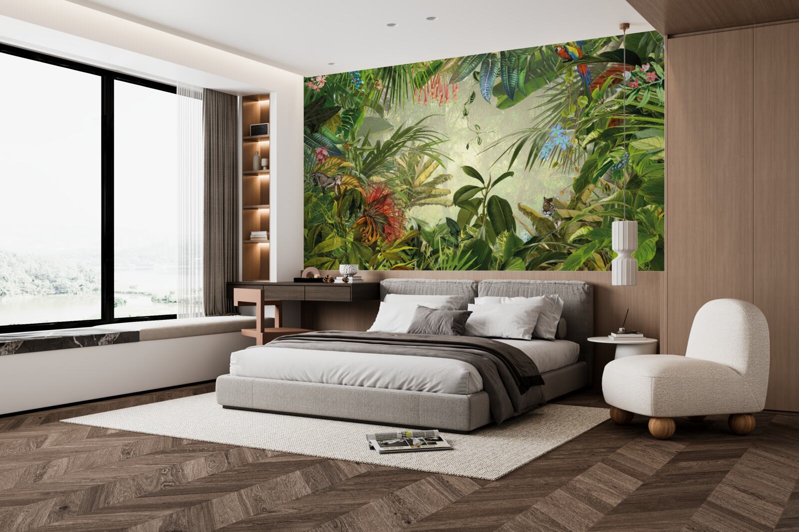 Papier peint paysage tropical vert