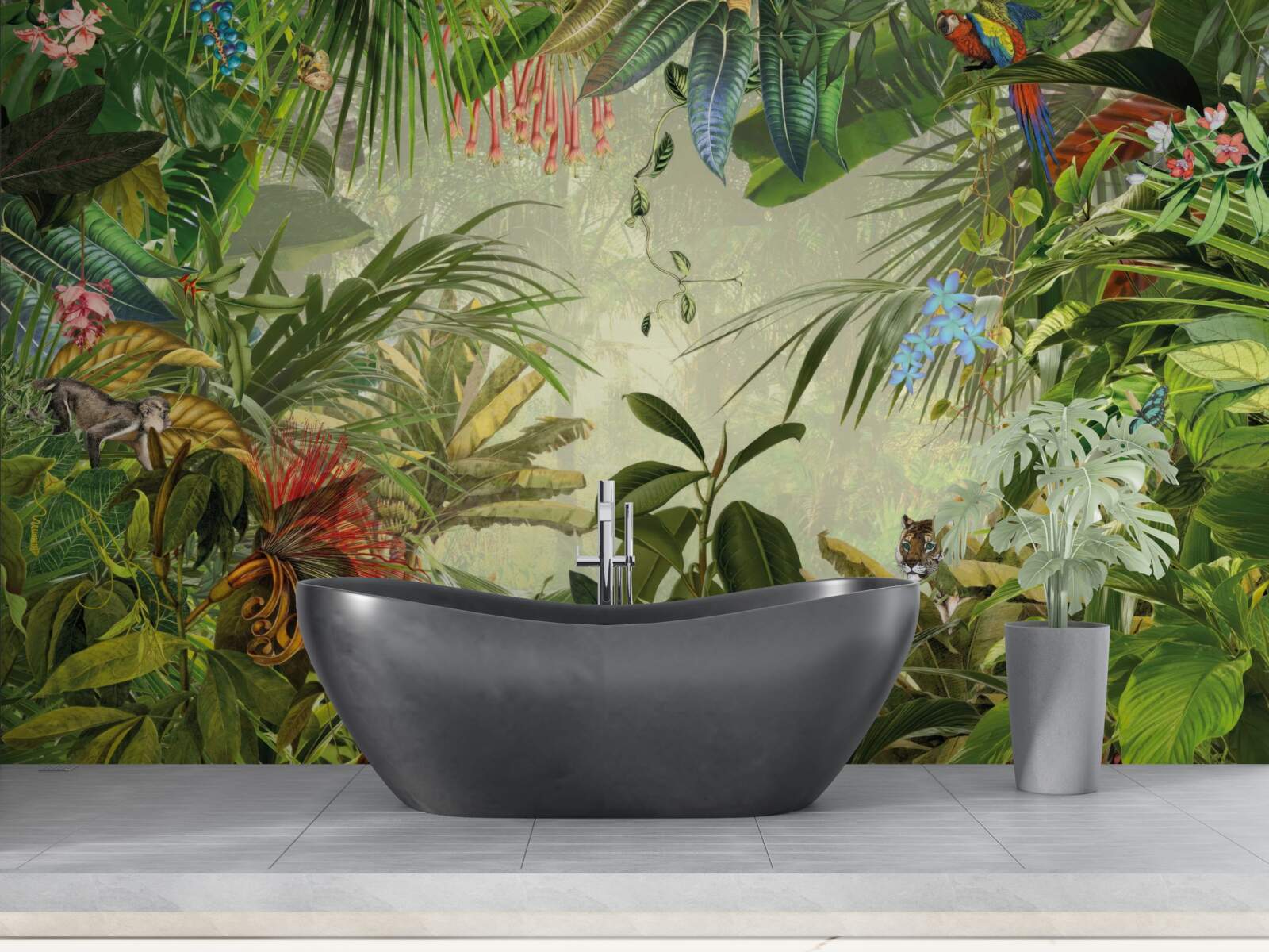 Papier peint paysage tropical vert