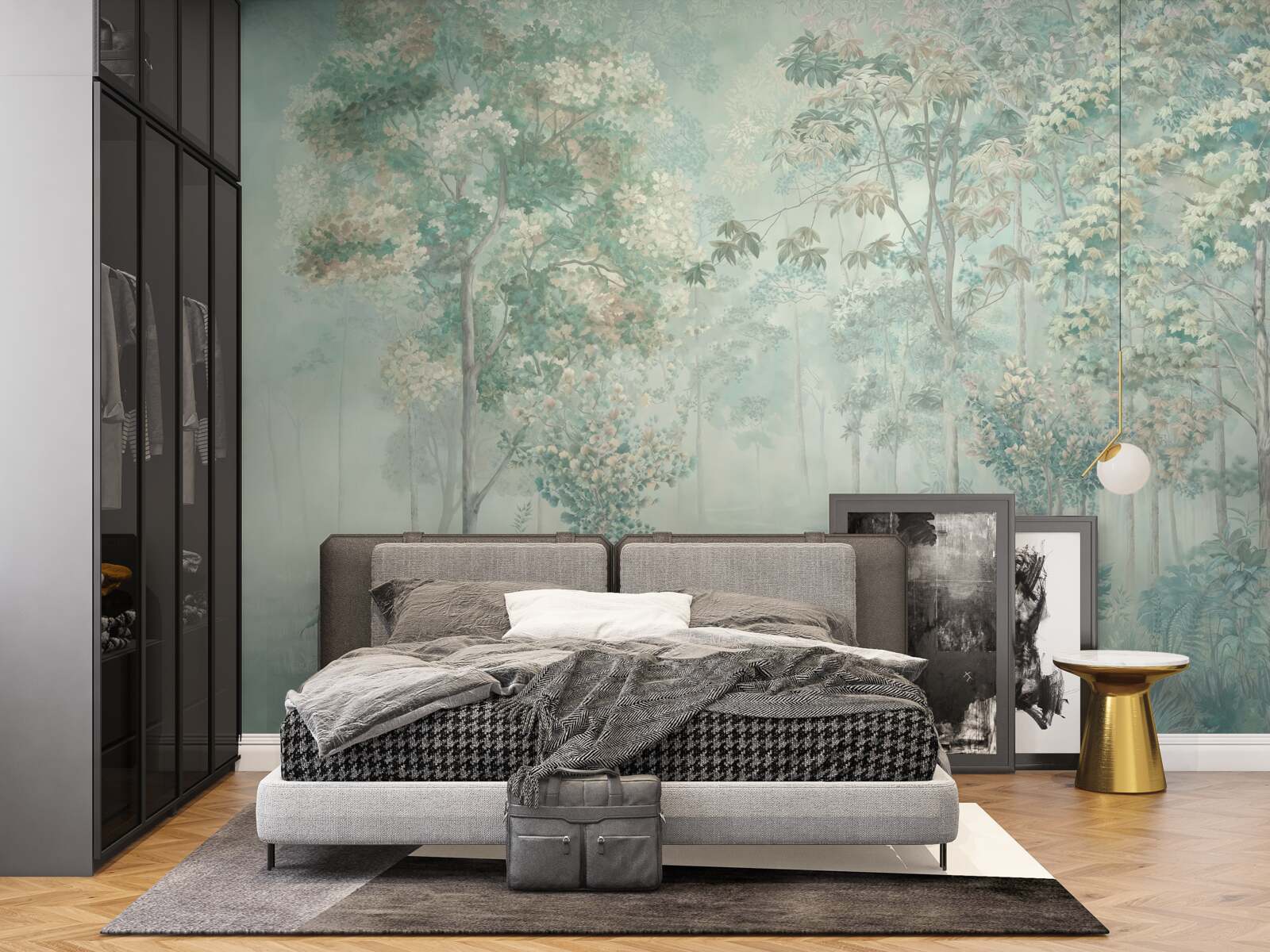 Papier peint forêt mystérieuse enveloppée de brume