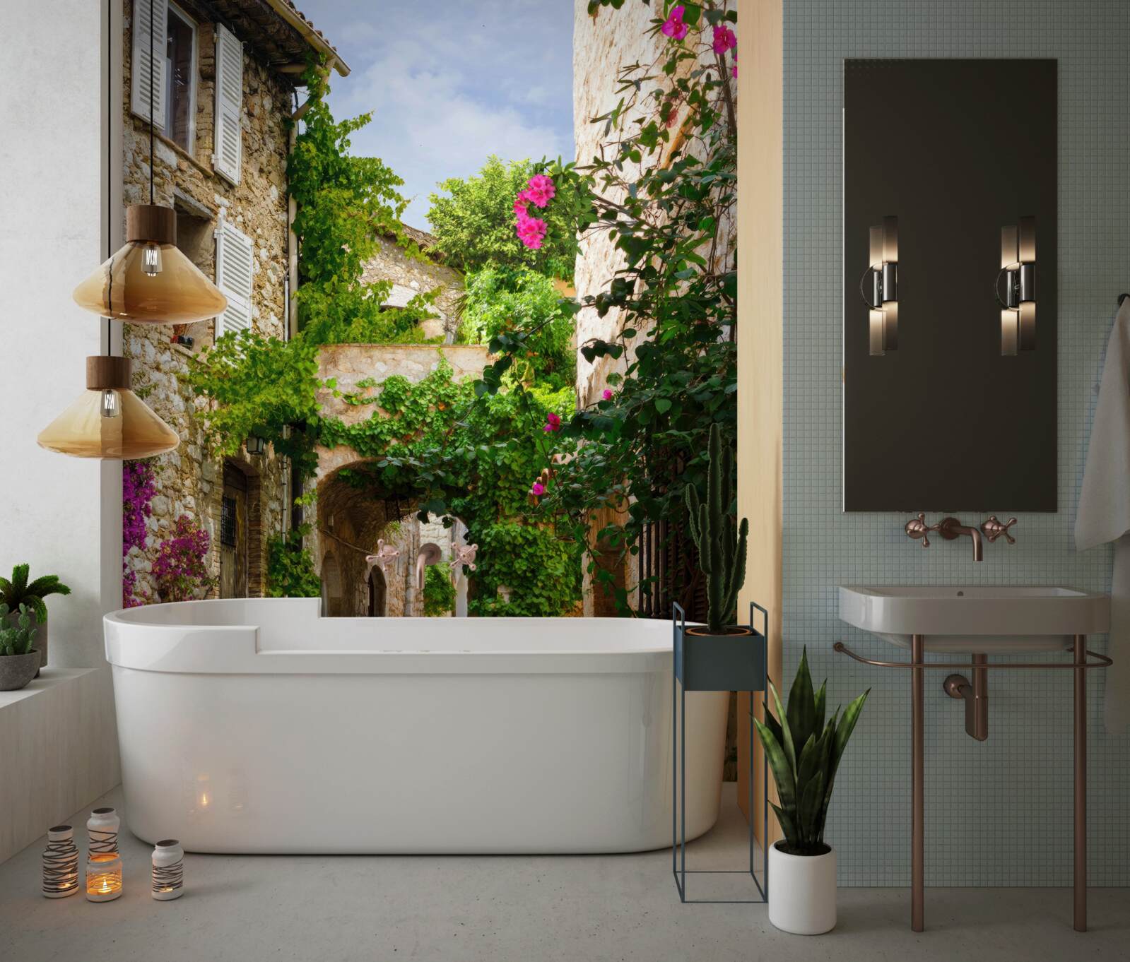 Papier peint Une rue étroite en Italie