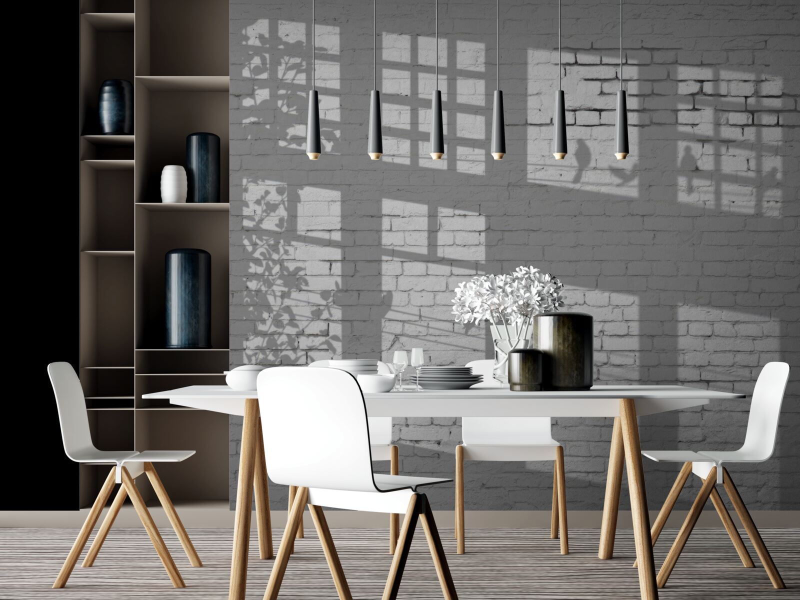 Papier peint réflexions sur la brique lumineuse