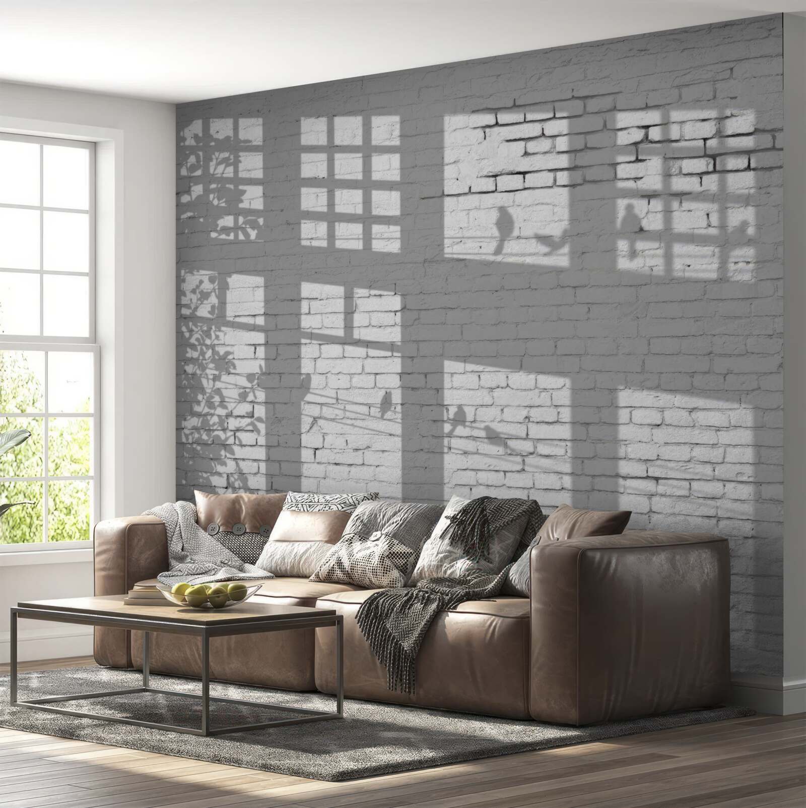 Papier peint réflexions sur la brique lumineuse