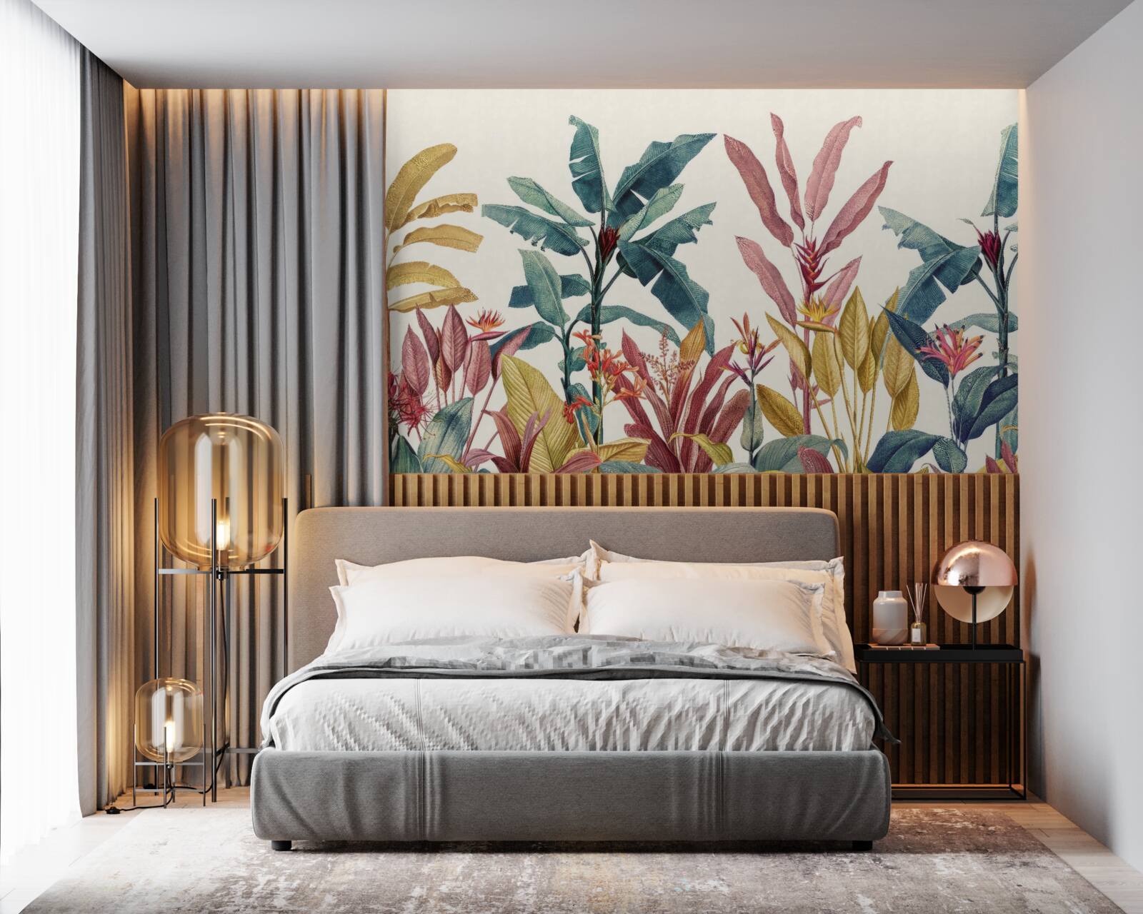 Papier peint des plantes de formes et de teintes variées