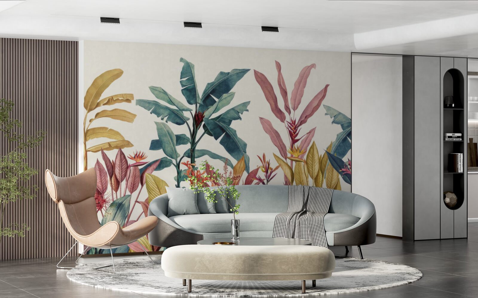 Papier peint des plantes de formes et de teintes variées