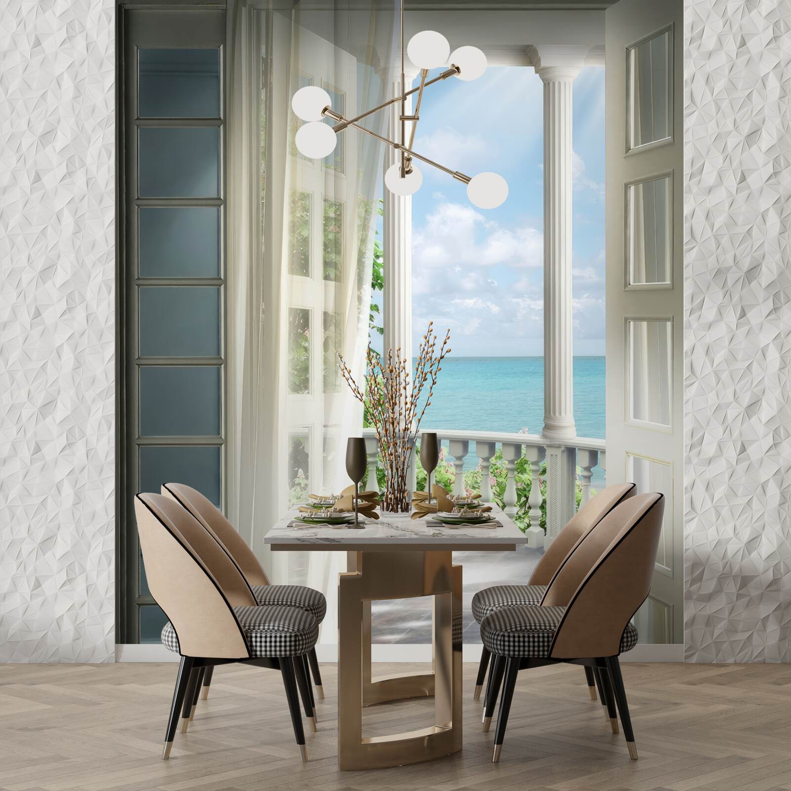 Papier peint la porte du balcon est ouverte