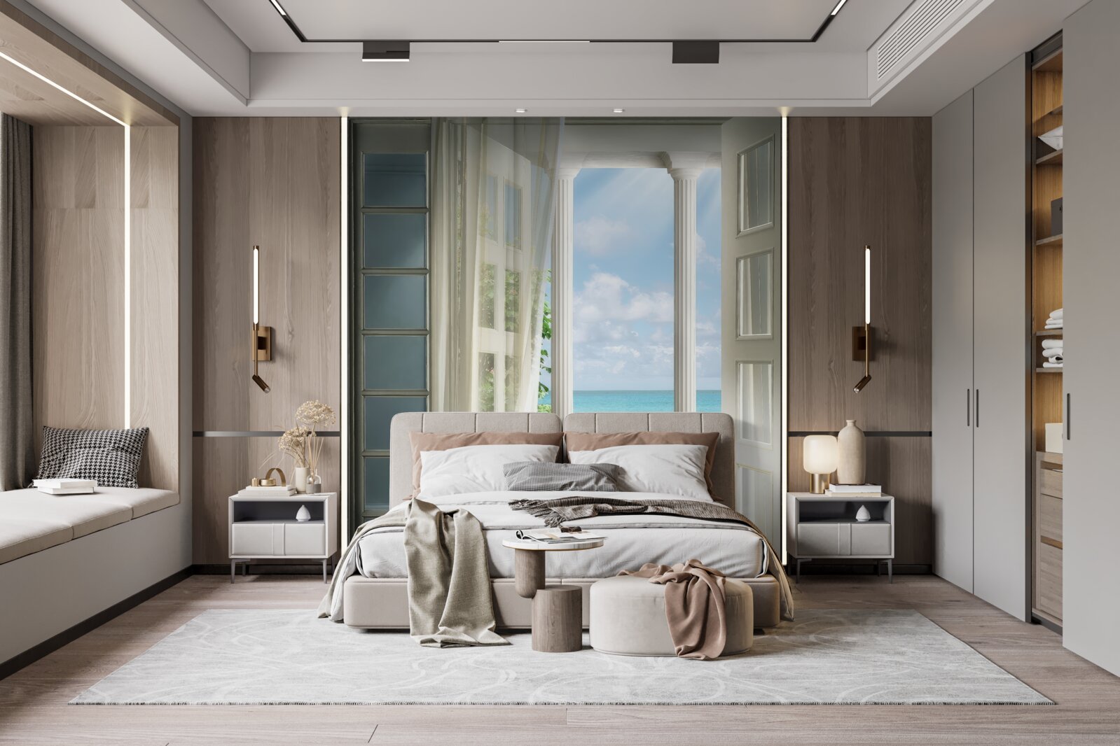 Papier peint la porte du balcon est ouverte