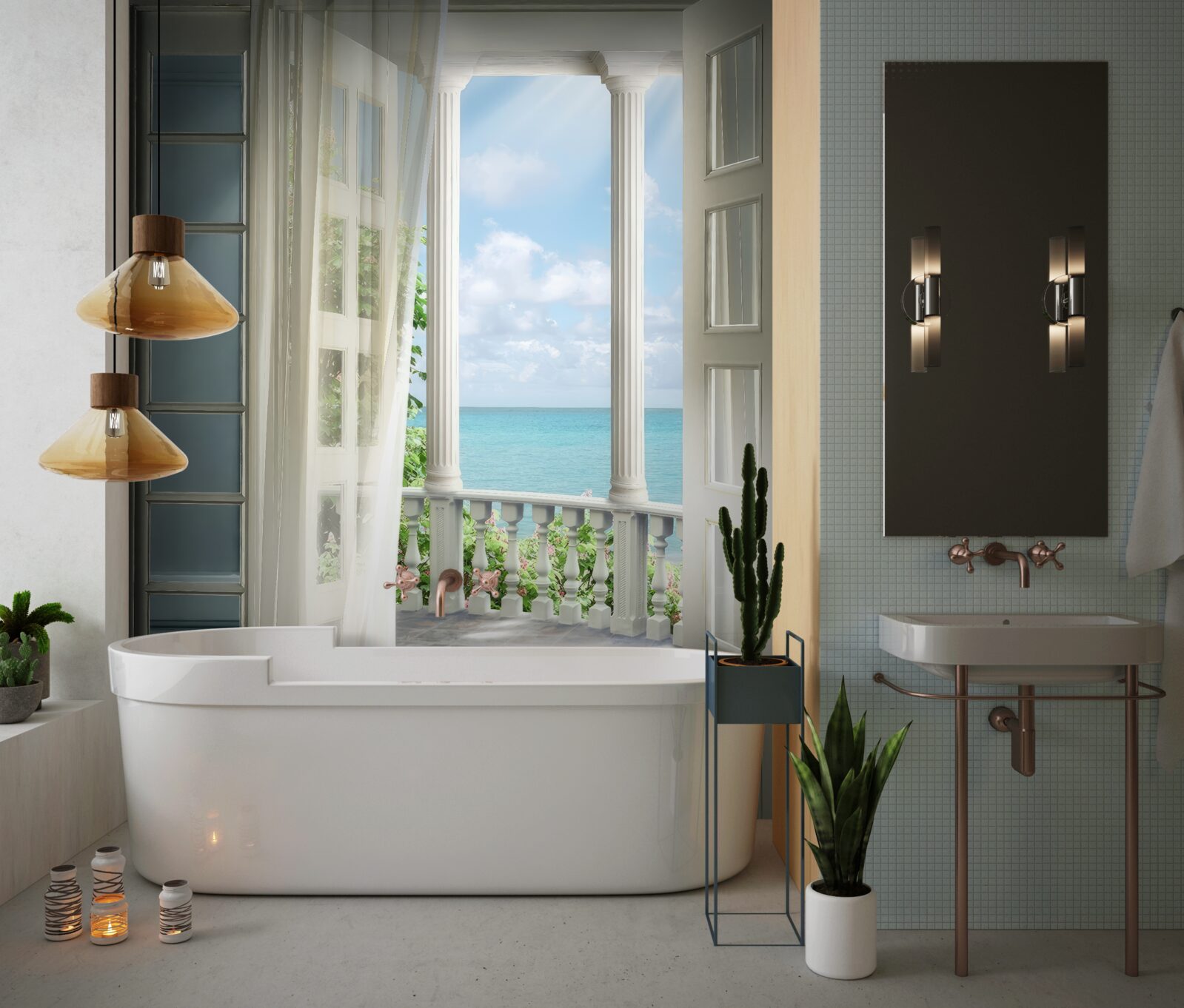 Papier peint la porte du balcon est ouverte