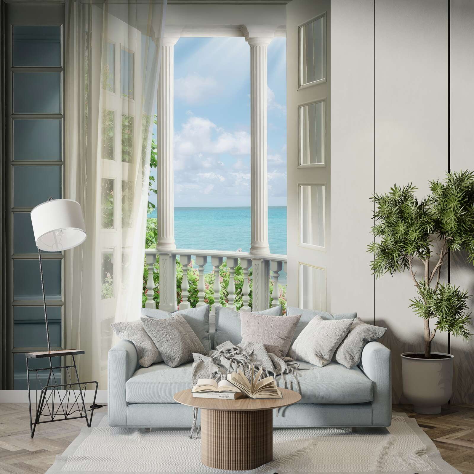 Papier peint la porte du balcon est ouverte