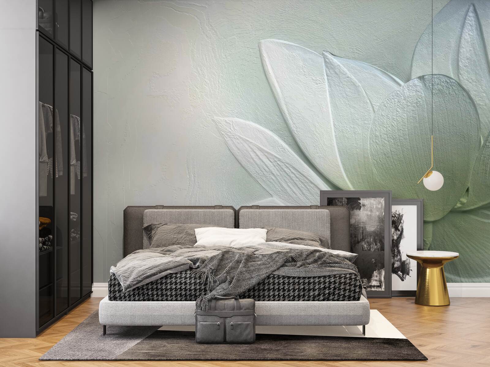 Papier peint fleur majestueuse et étonnante, blanche comme la neige