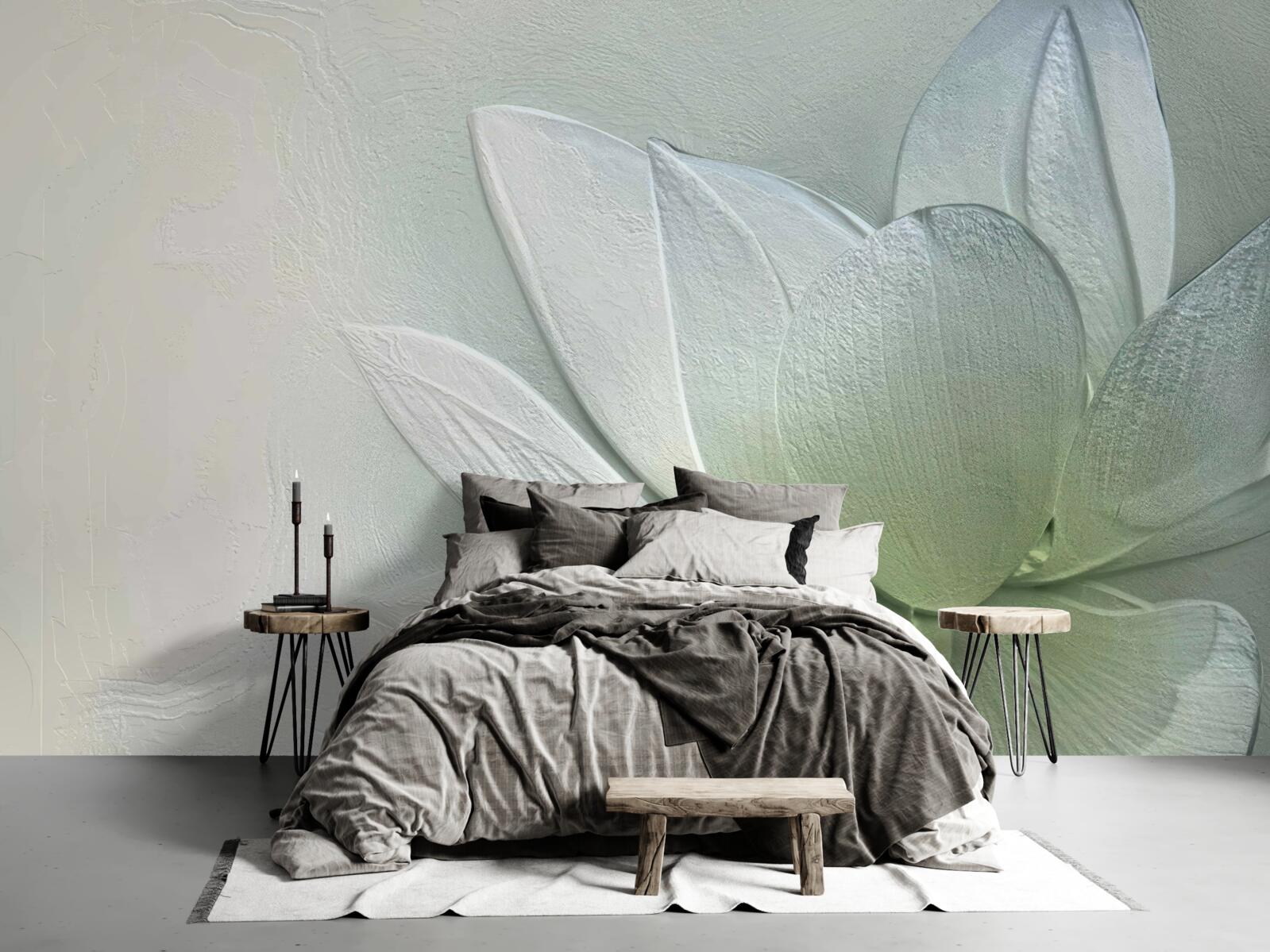 Papier peint fleur majestueuse et étonnante, blanche comme la neige