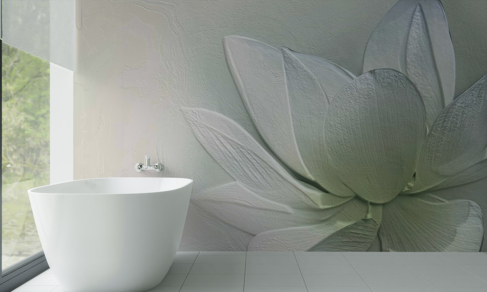 Papier peint fleur majestueuse et étonnante, blanche comme la neige