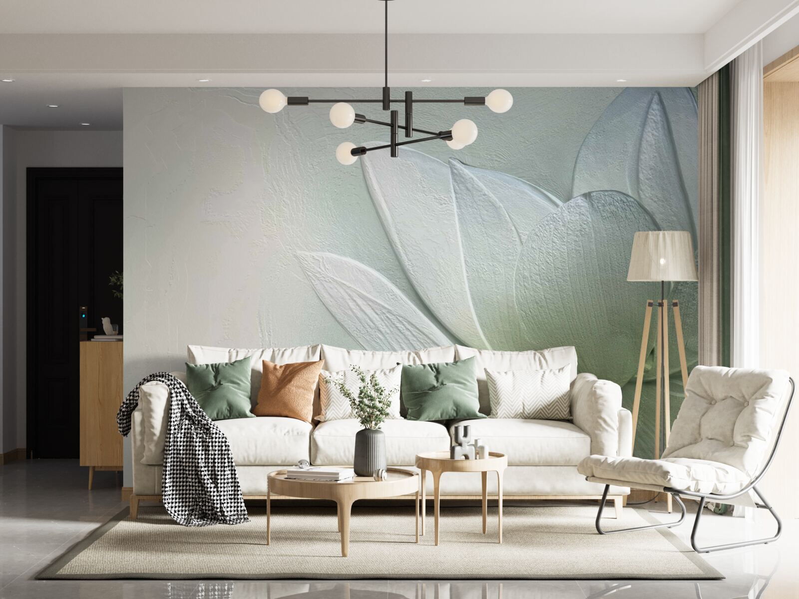 Papier peint fleur majestueuse et étonnante, blanche comme la neige