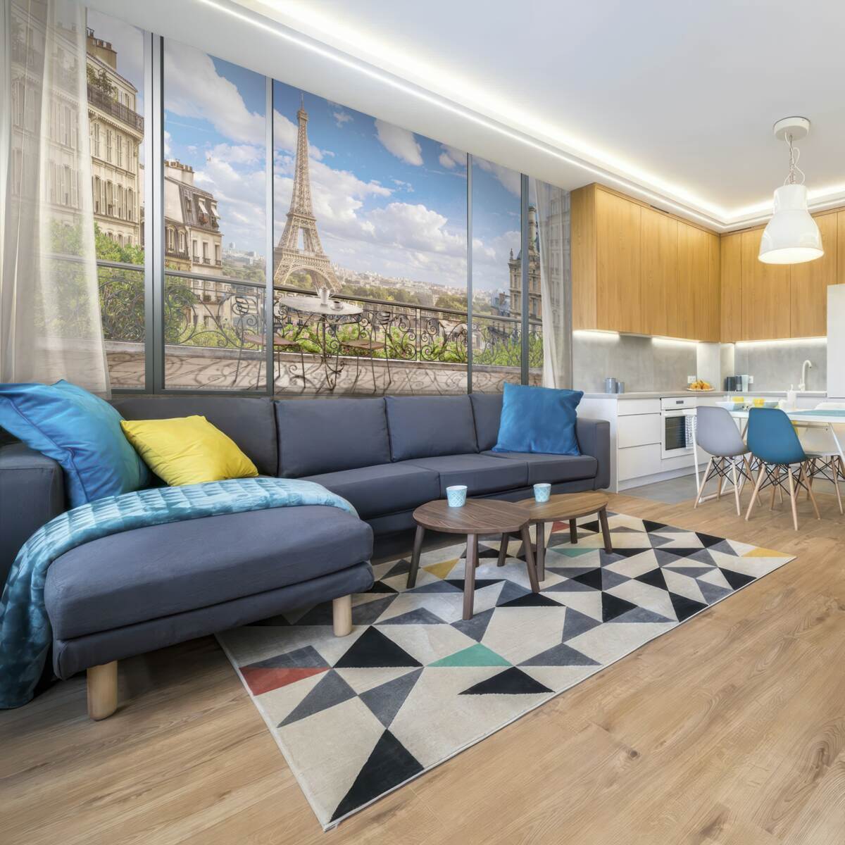 Papier peint vue sur la tour eiffel depuis le balcon