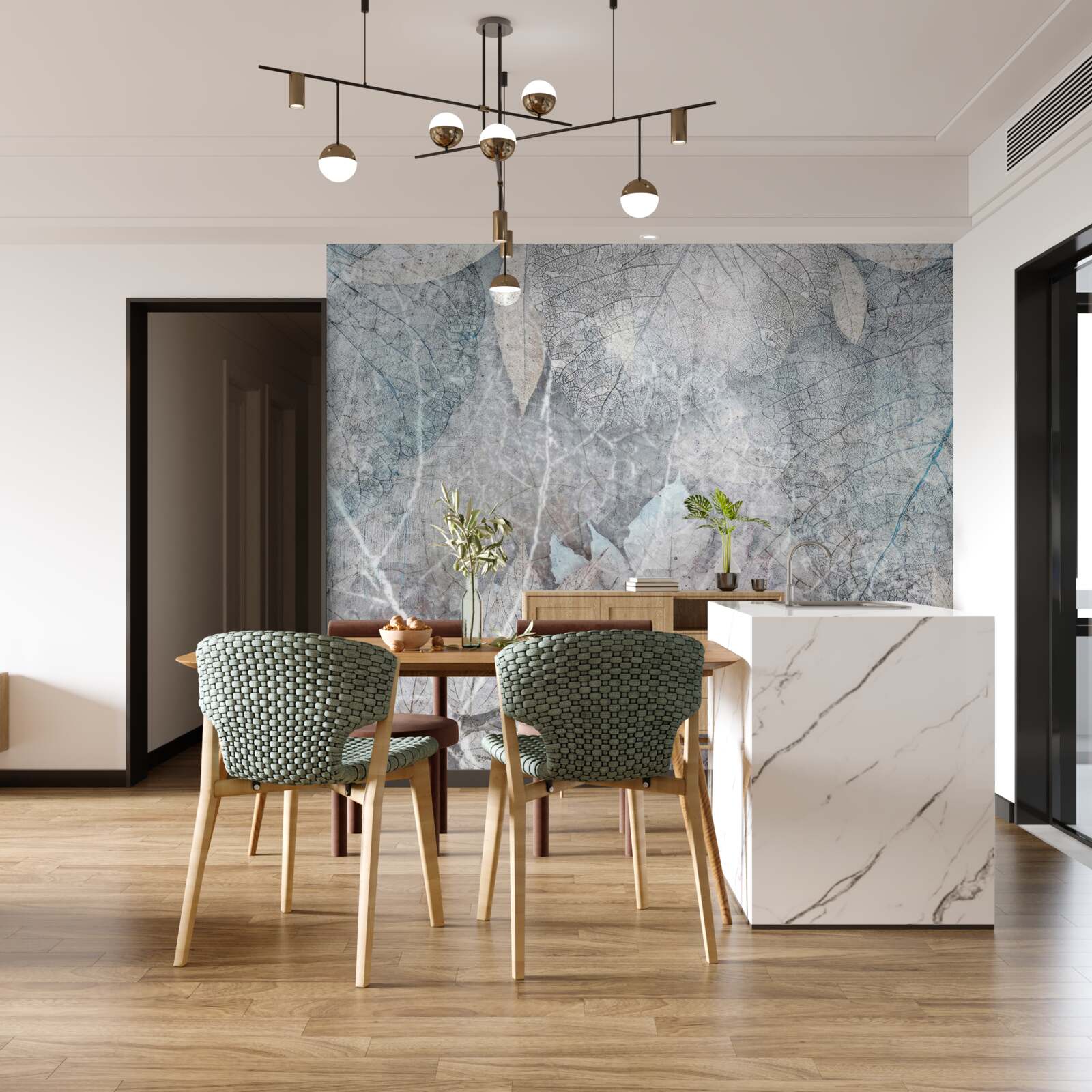 Papier peint collection de plantes séchées sur fond gris