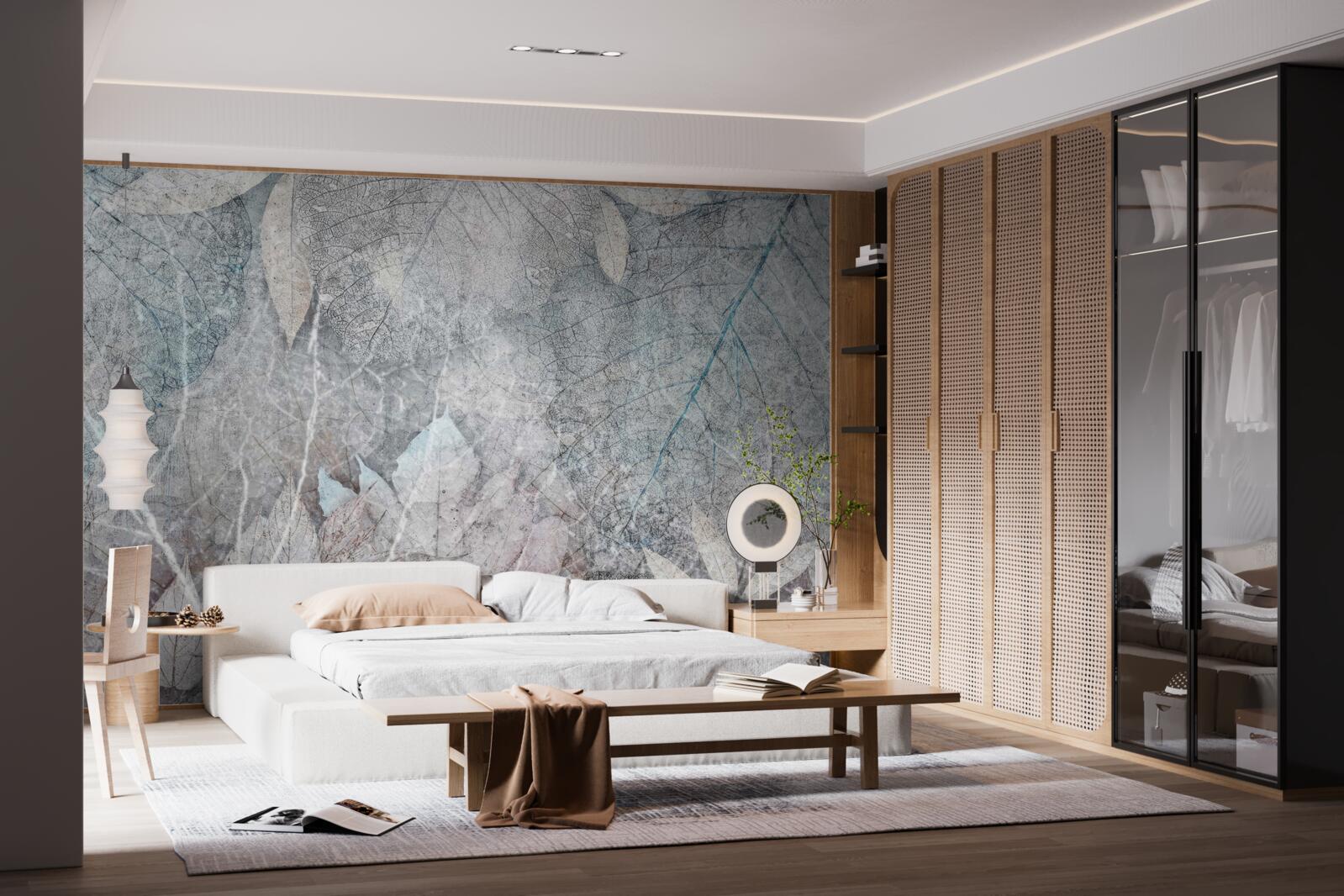 Papier peint collection de plantes séchées sur fond gris