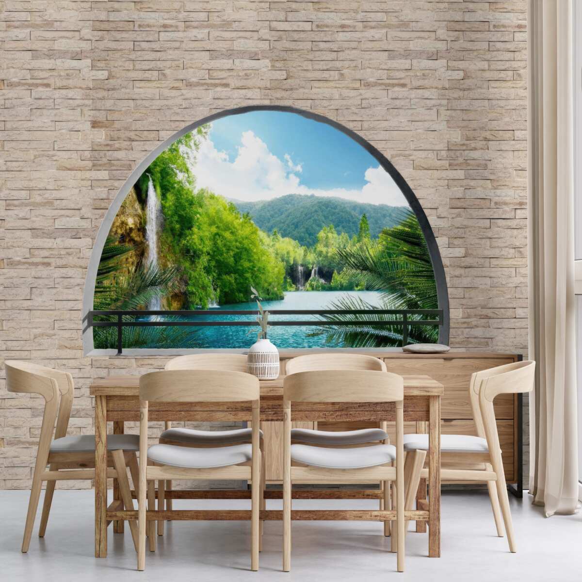 Papier peint un trou dans le mur offrant une vue pittoresque sur la nature