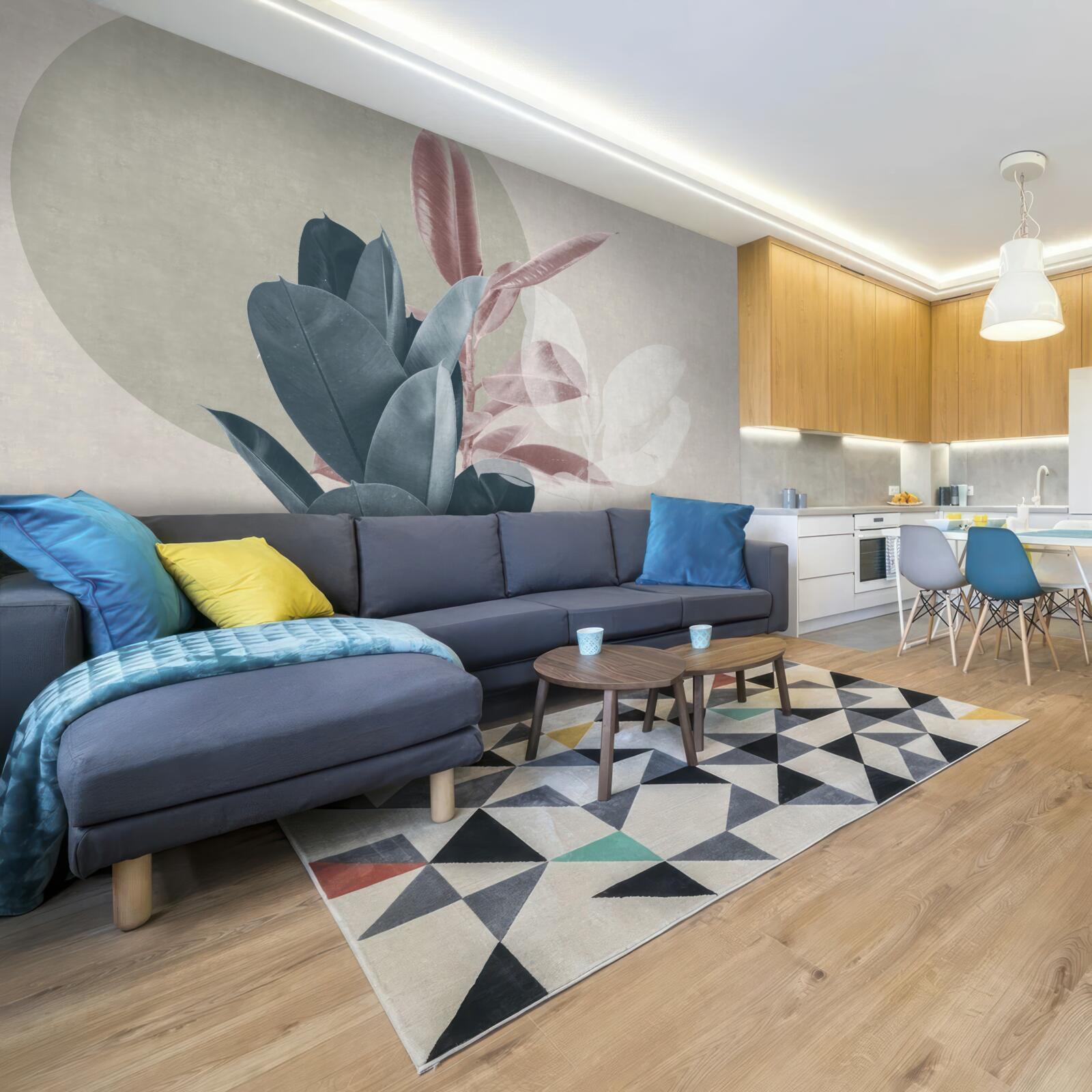 Papier peint figuier contre un mur gris