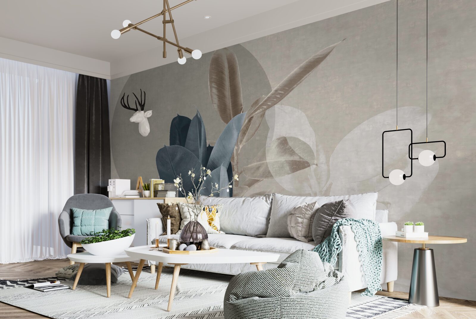 Papier peint plante d'intérieur près du mur