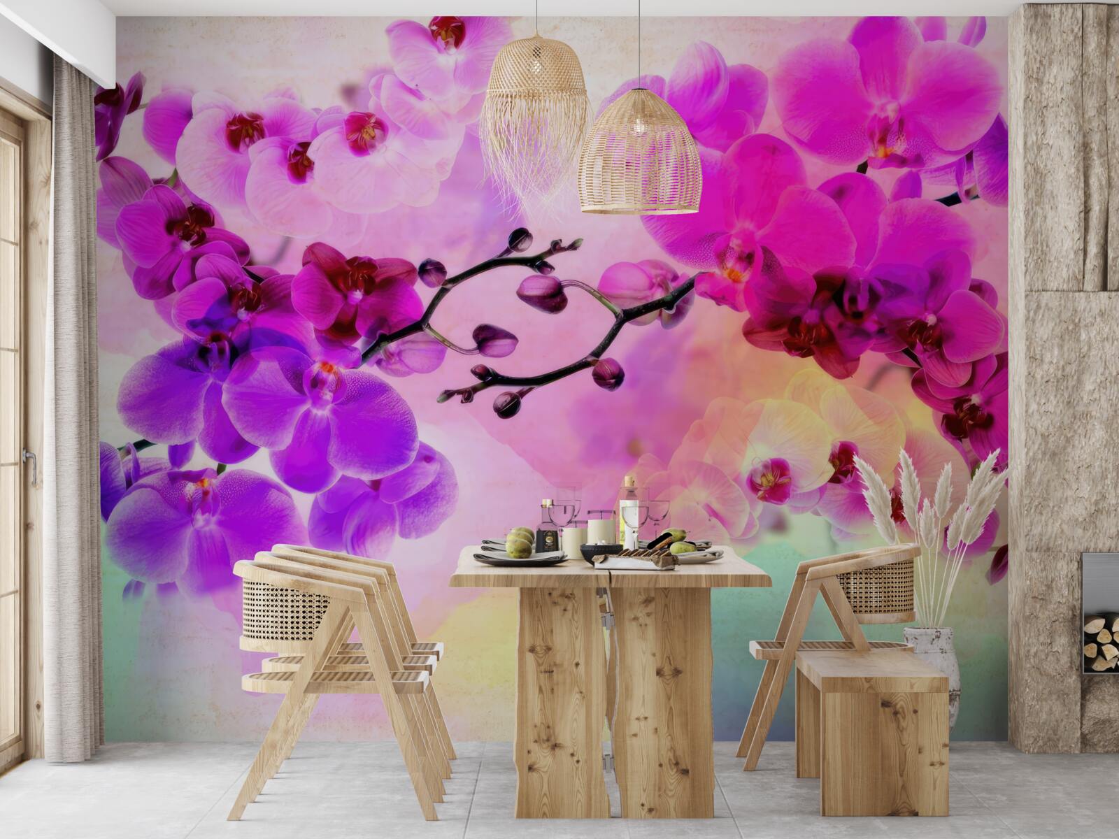 Papier peint des orchidées dans toutes les nuances de l'arc-en-ciel