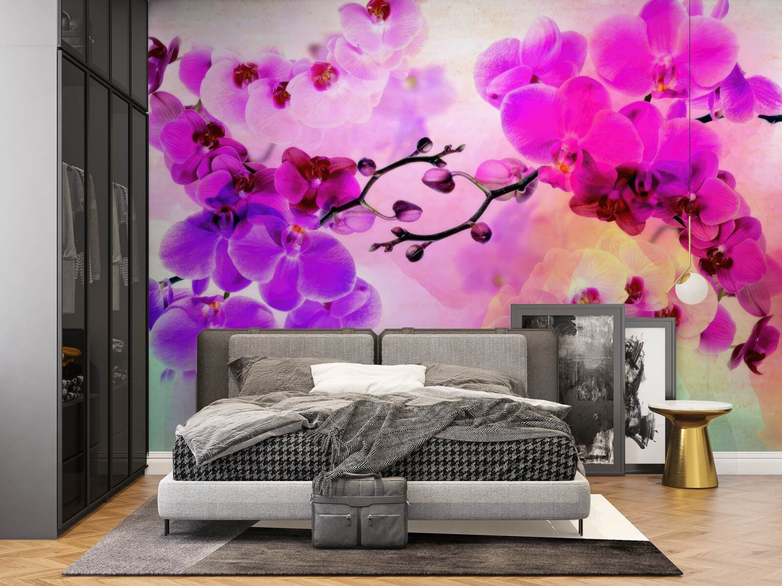 Papier peint des orchidées dans toutes les nuances de l'arc-en-ciel