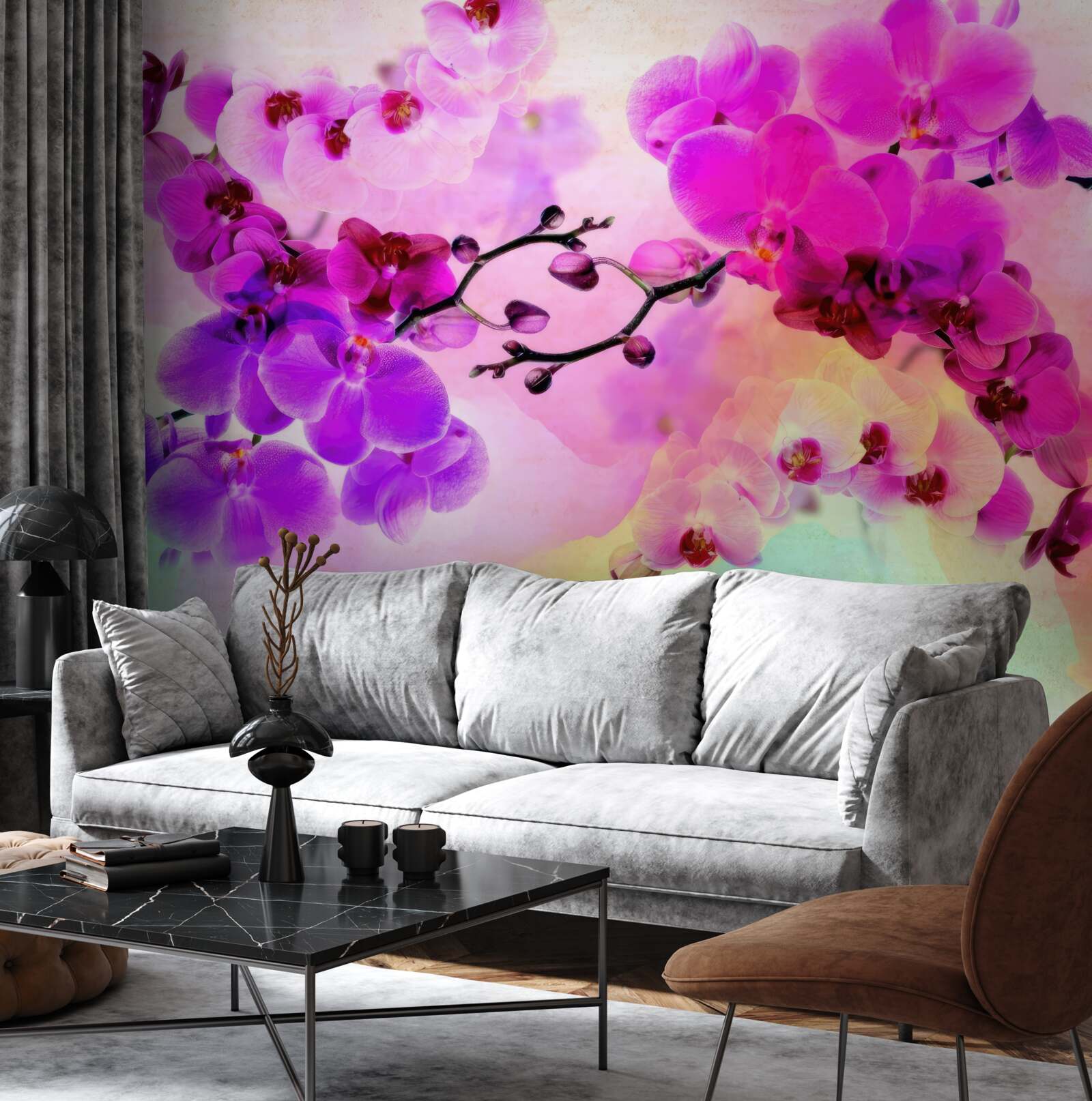 Papier peint des orchidées dans toutes les nuances de l'arc-en-ciel