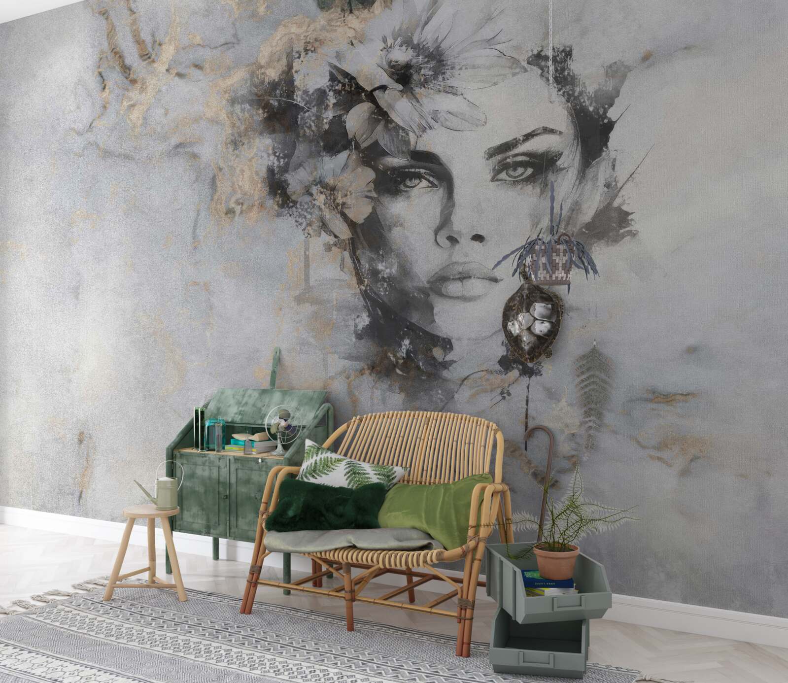 Papier peint image d'une fille regardant au loin