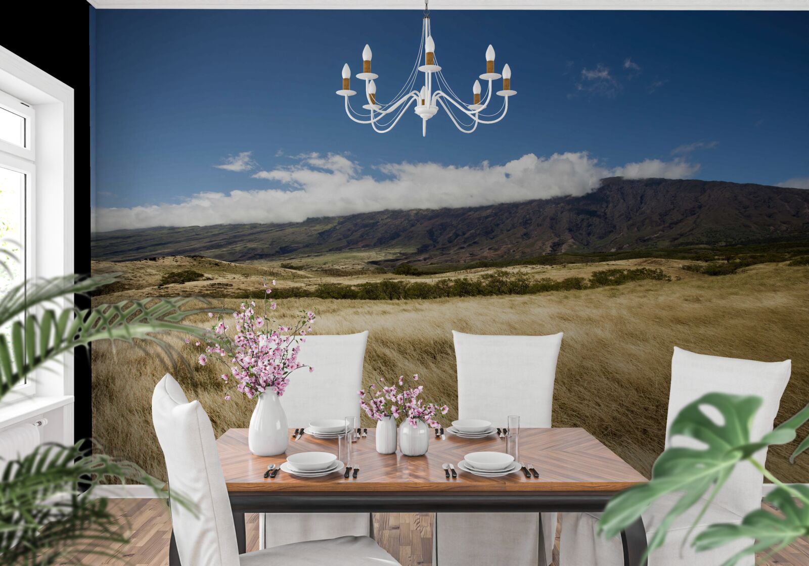 Papier peint savane à l'herbe luxuriante