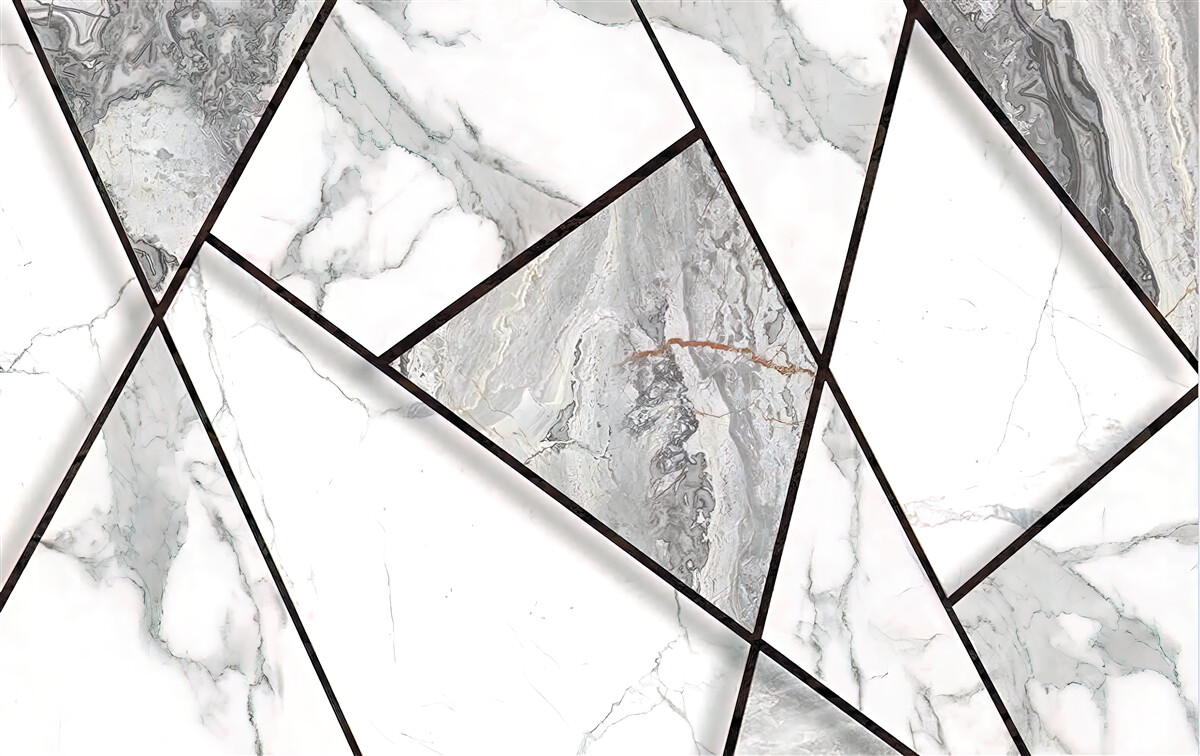 Papier peint carreaux de marbre en noir et blanc
