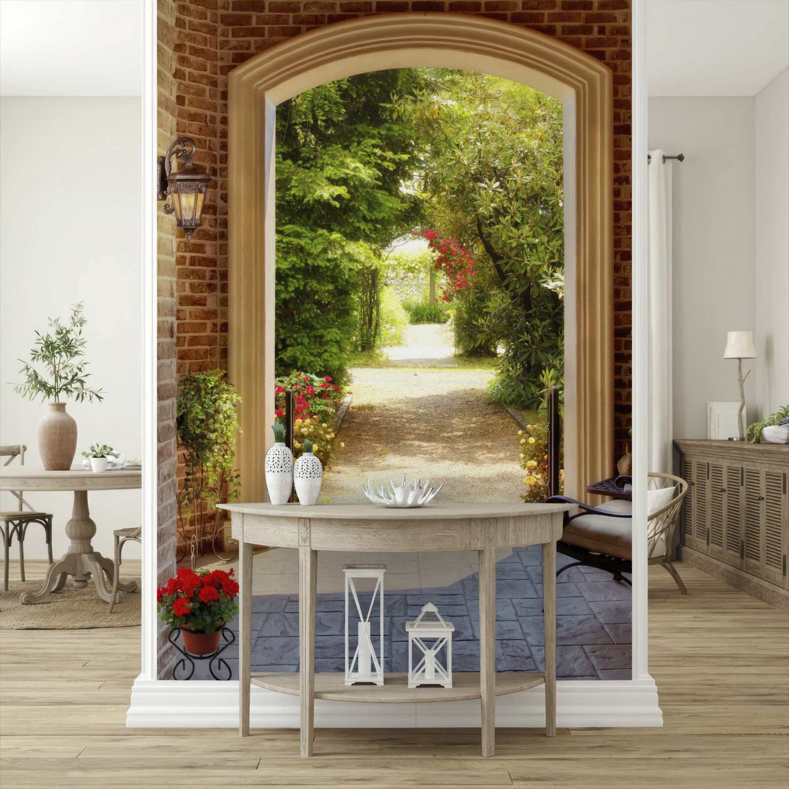 Papier peint banc à côté de l'arche