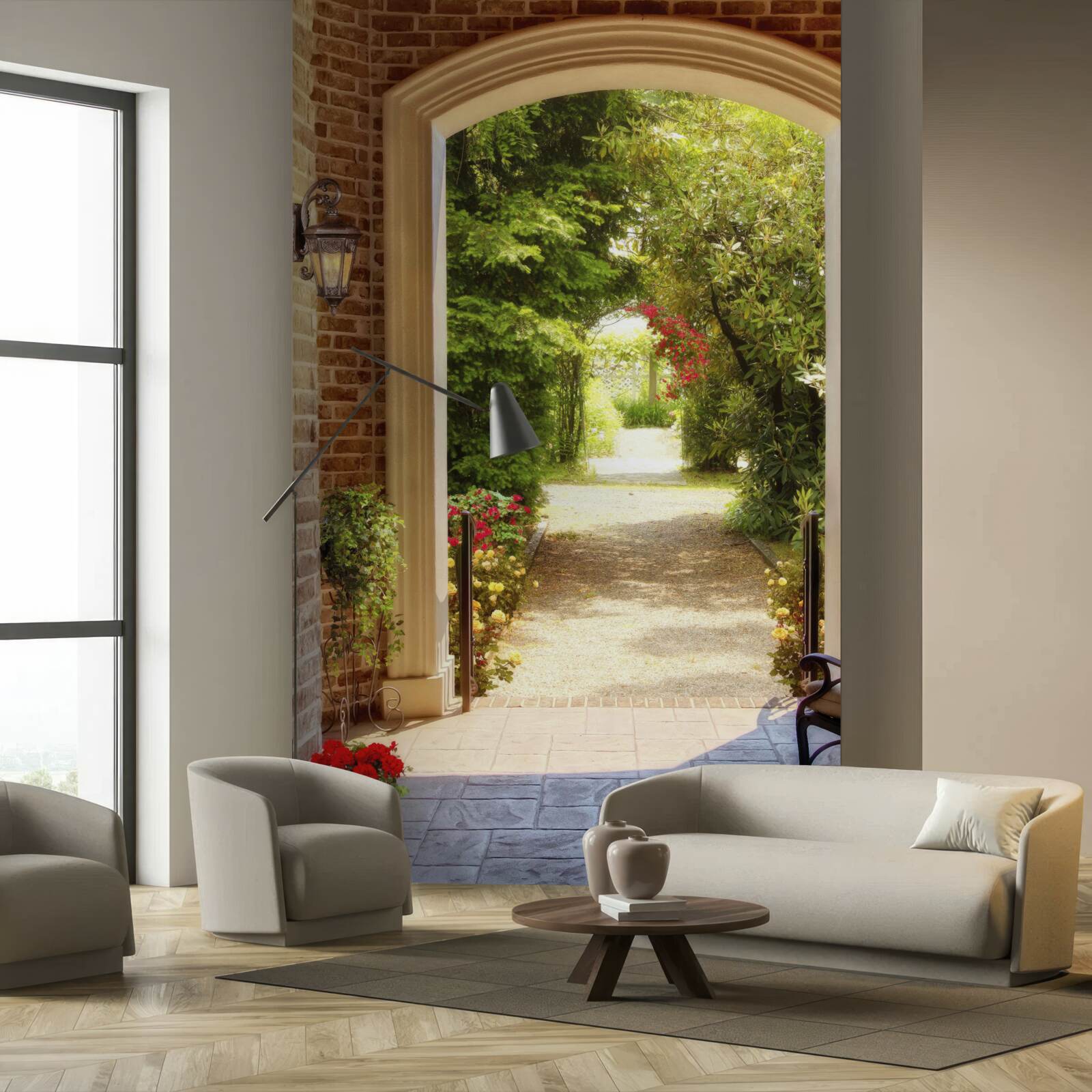 Papier peint banc à côté de l'arche