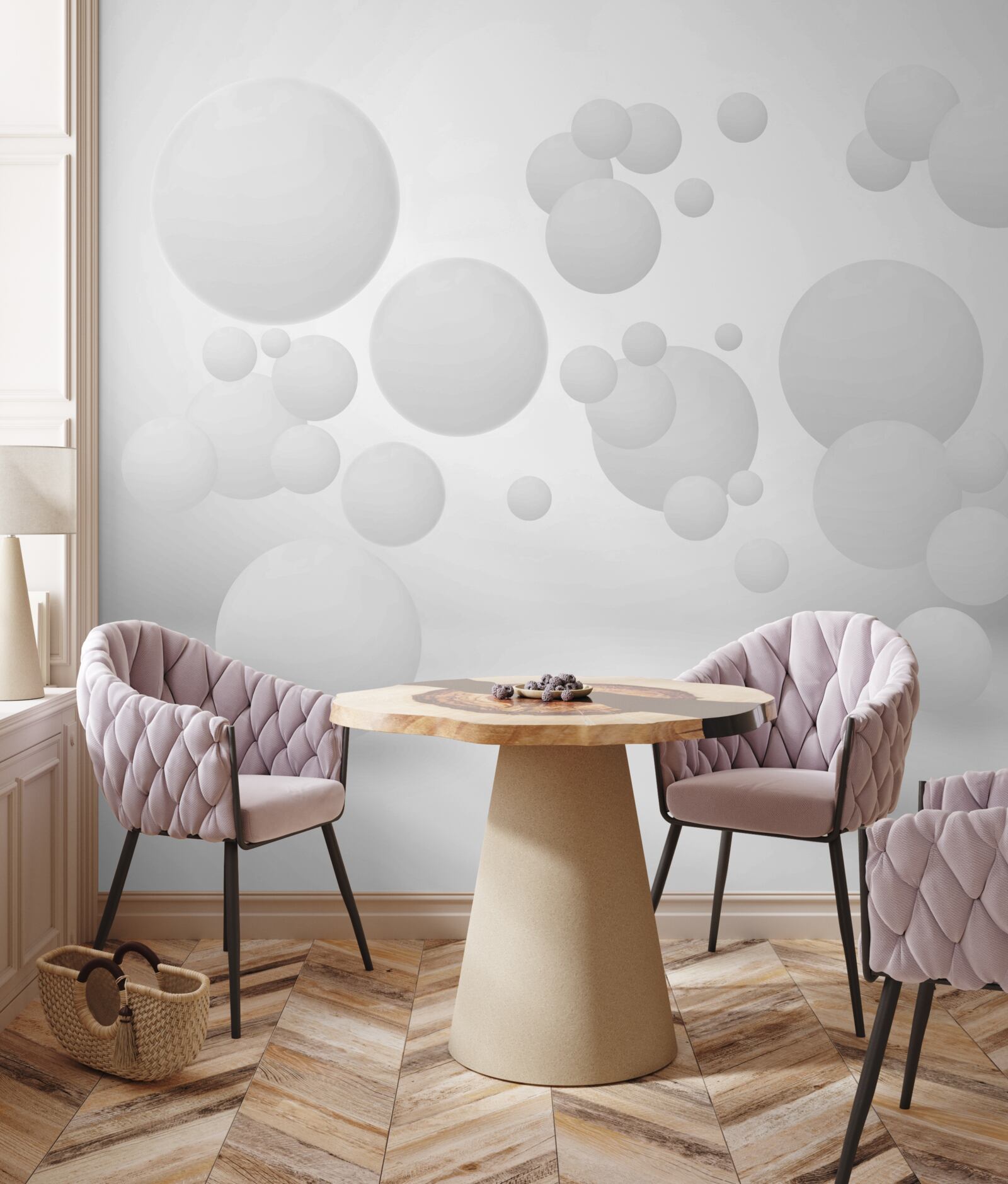 Papier peint cercles blancs de différentes tailles