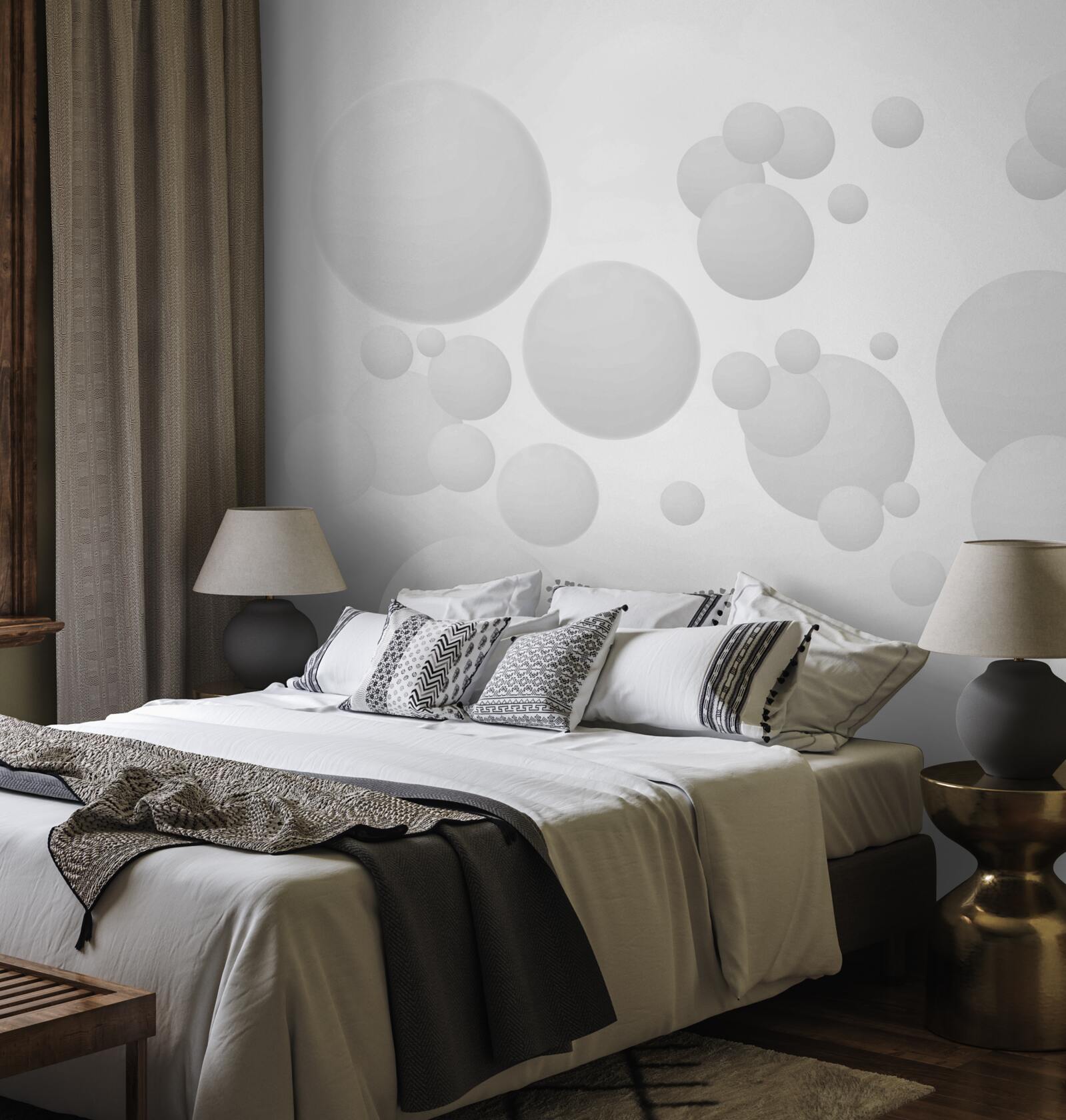 Papier peint cercles blancs de différentes tailles