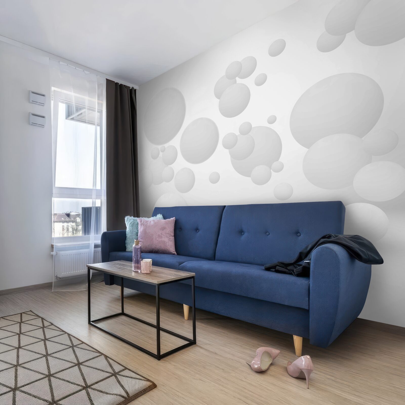 Papier peint cercles blancs de différentes tailles