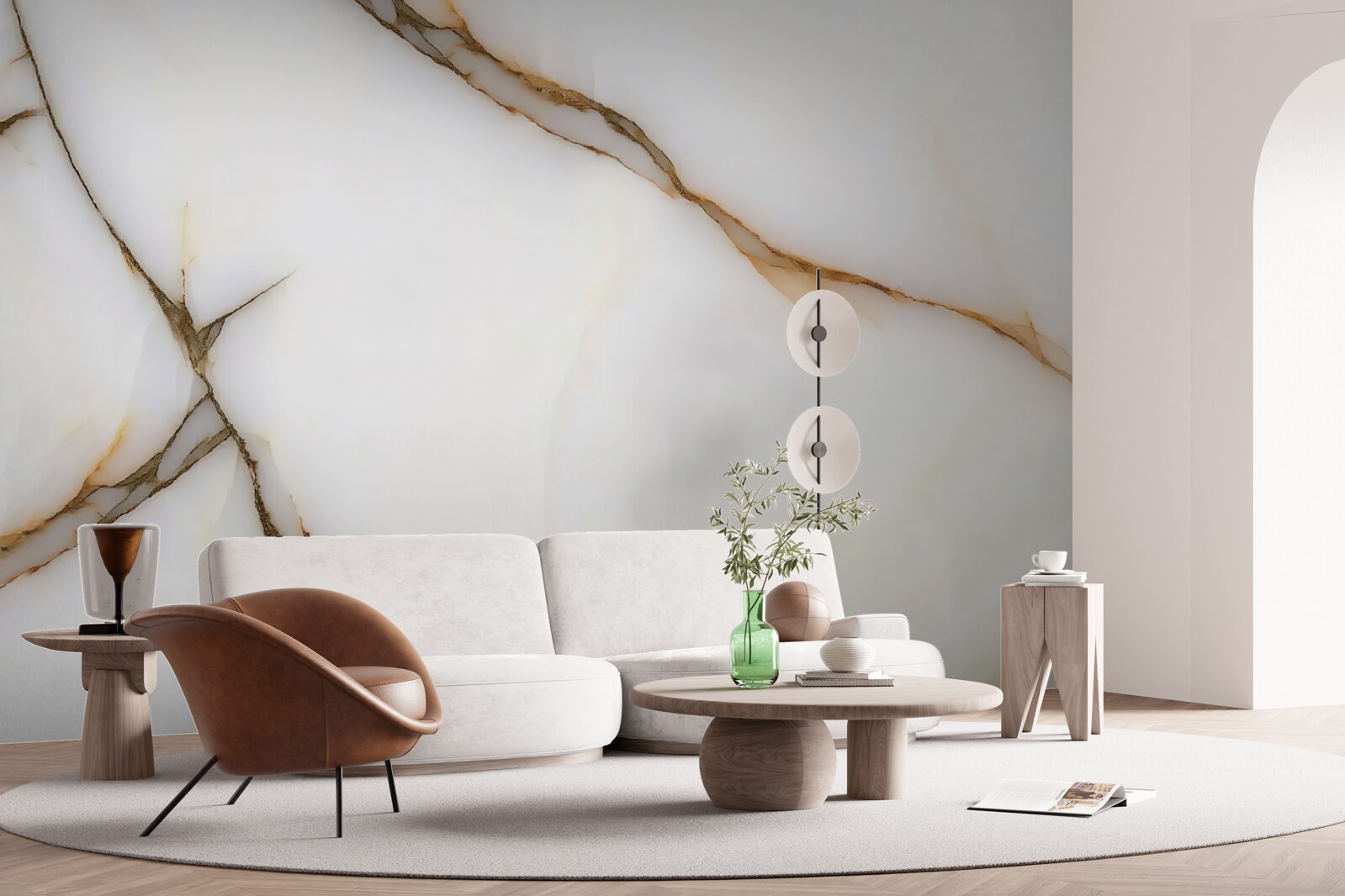 Papier peint le fond est clair avec des lignes sombres incurvées