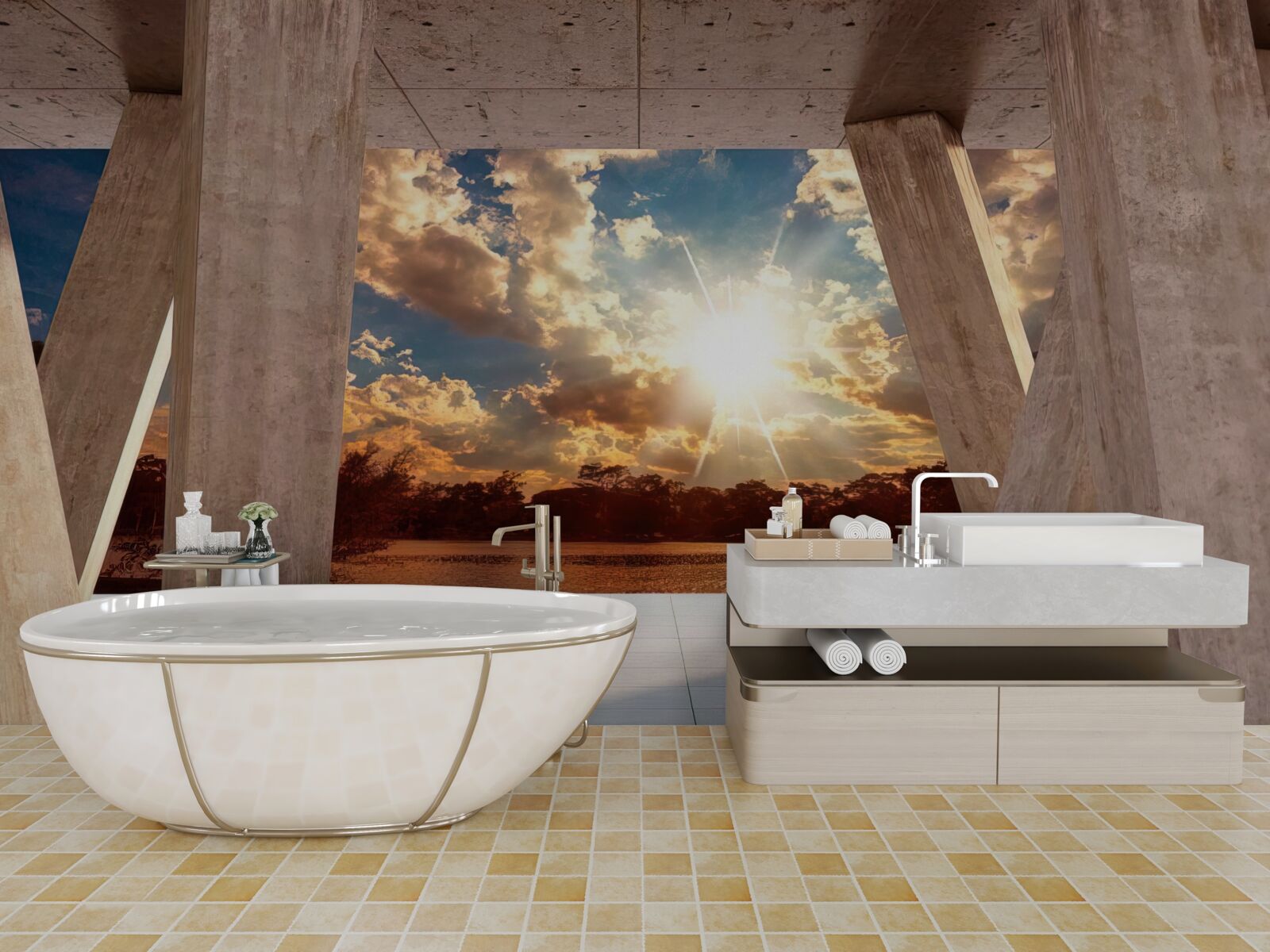 Papier peint grands éléments de construction