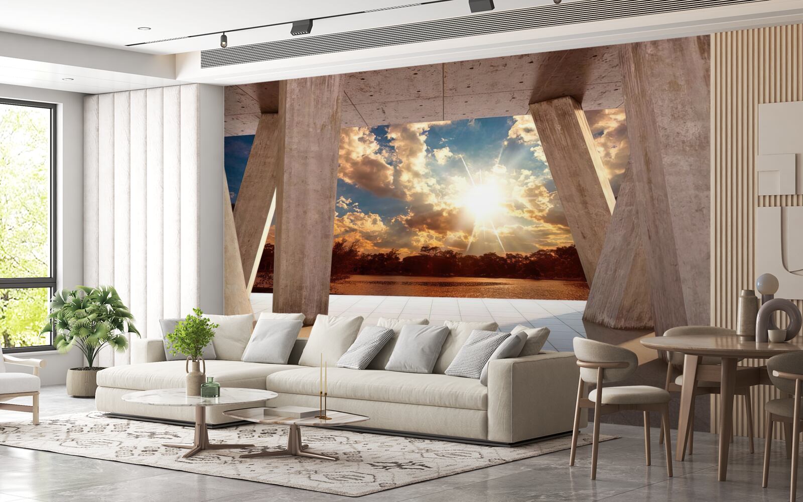 Papier peint grands éléments de construction