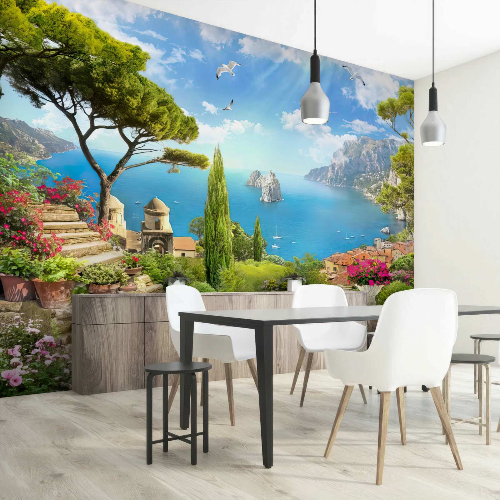 Papier peint chemin à travers le maquis vert