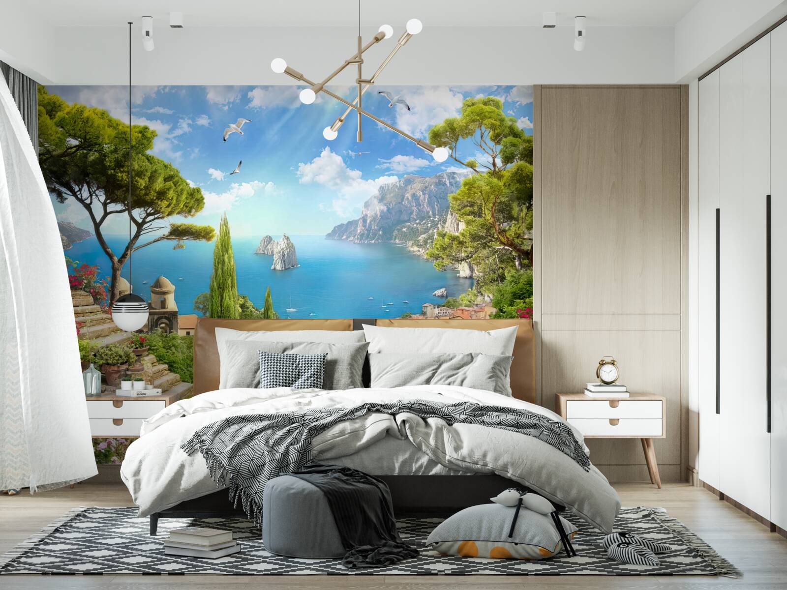 Papier peint chemin à travers le maquis vert