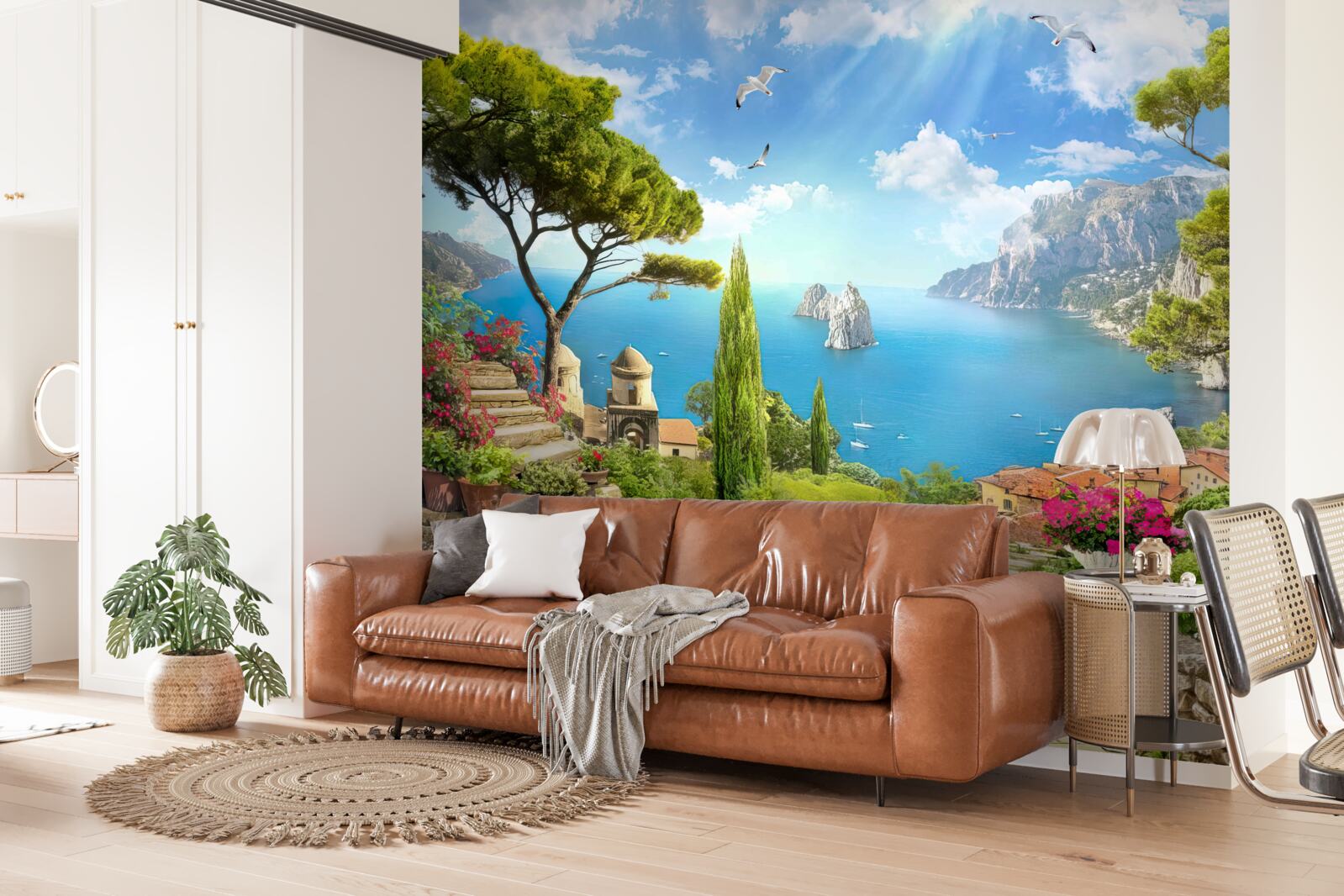 Papier peint chemin à travers le maquis vert