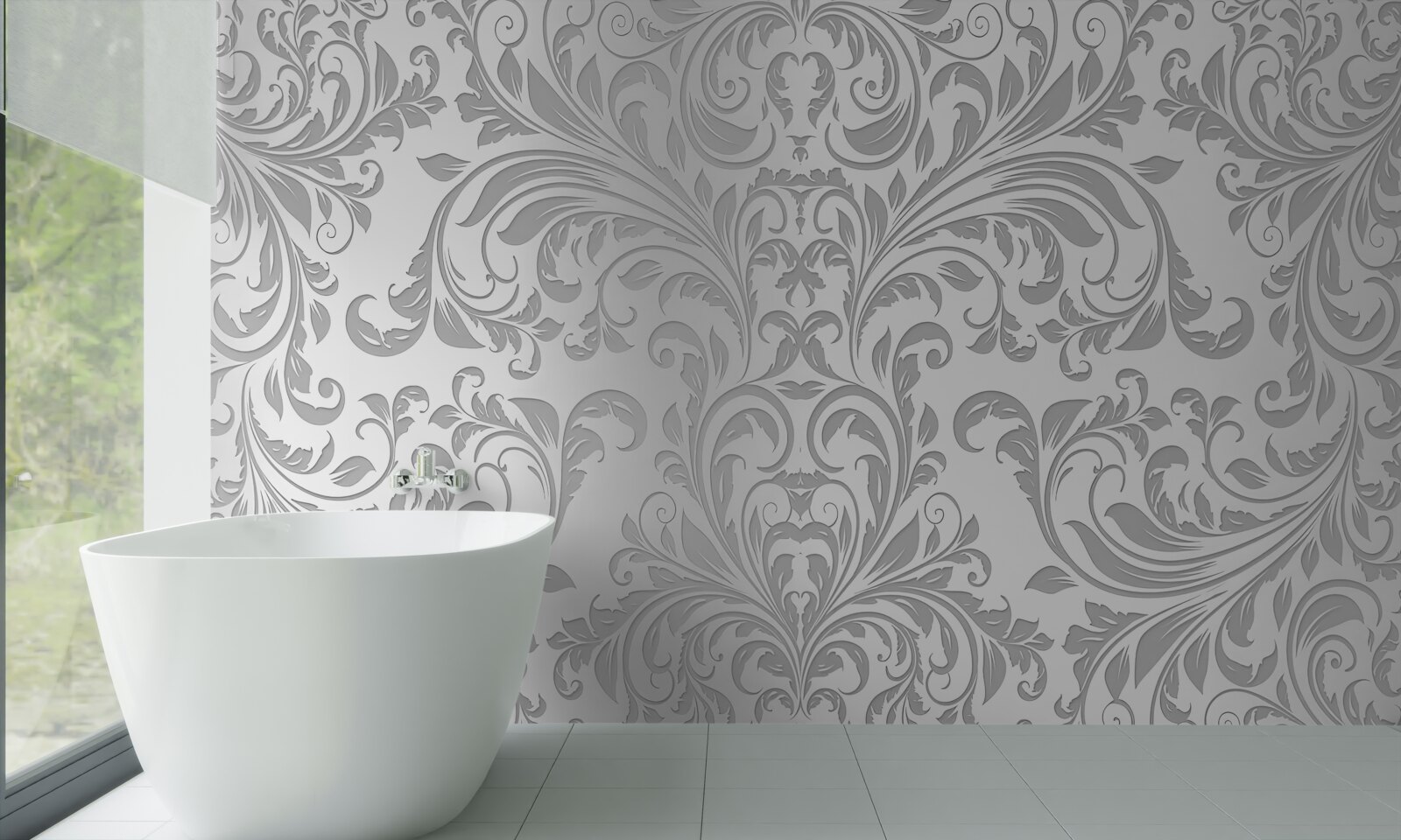 Papier peint Papier peint avec des motifs tourbillonnants gris