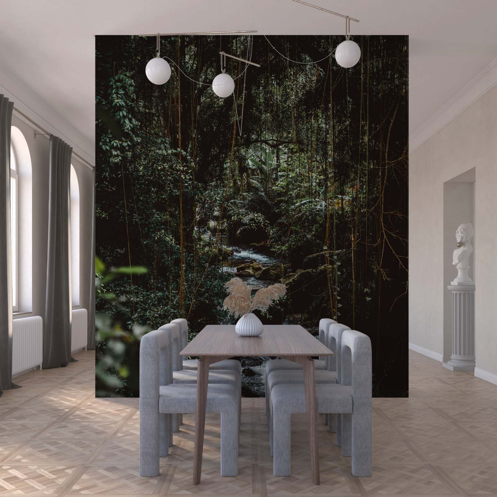 Papier peint rivière forestière