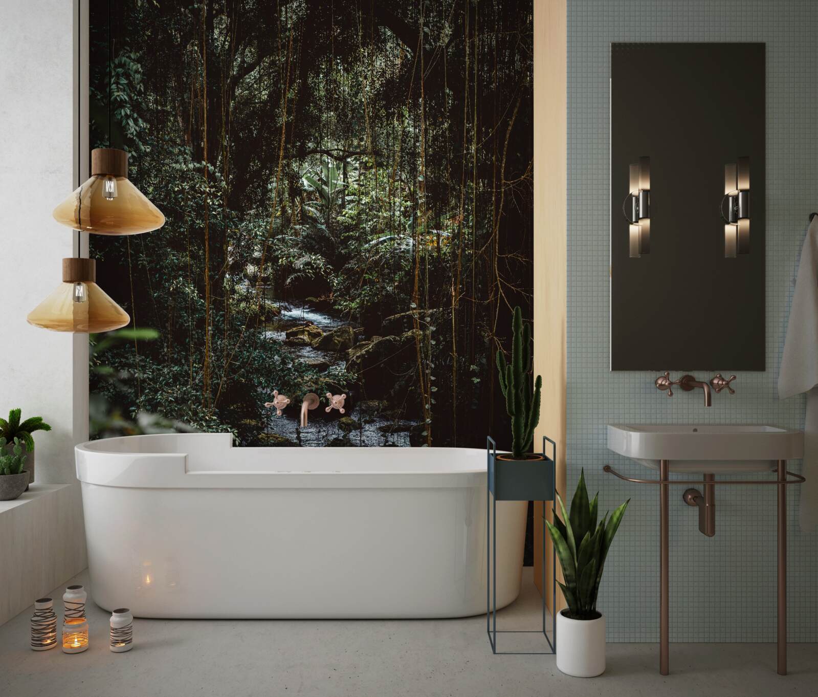 Papier peint rivière forestière