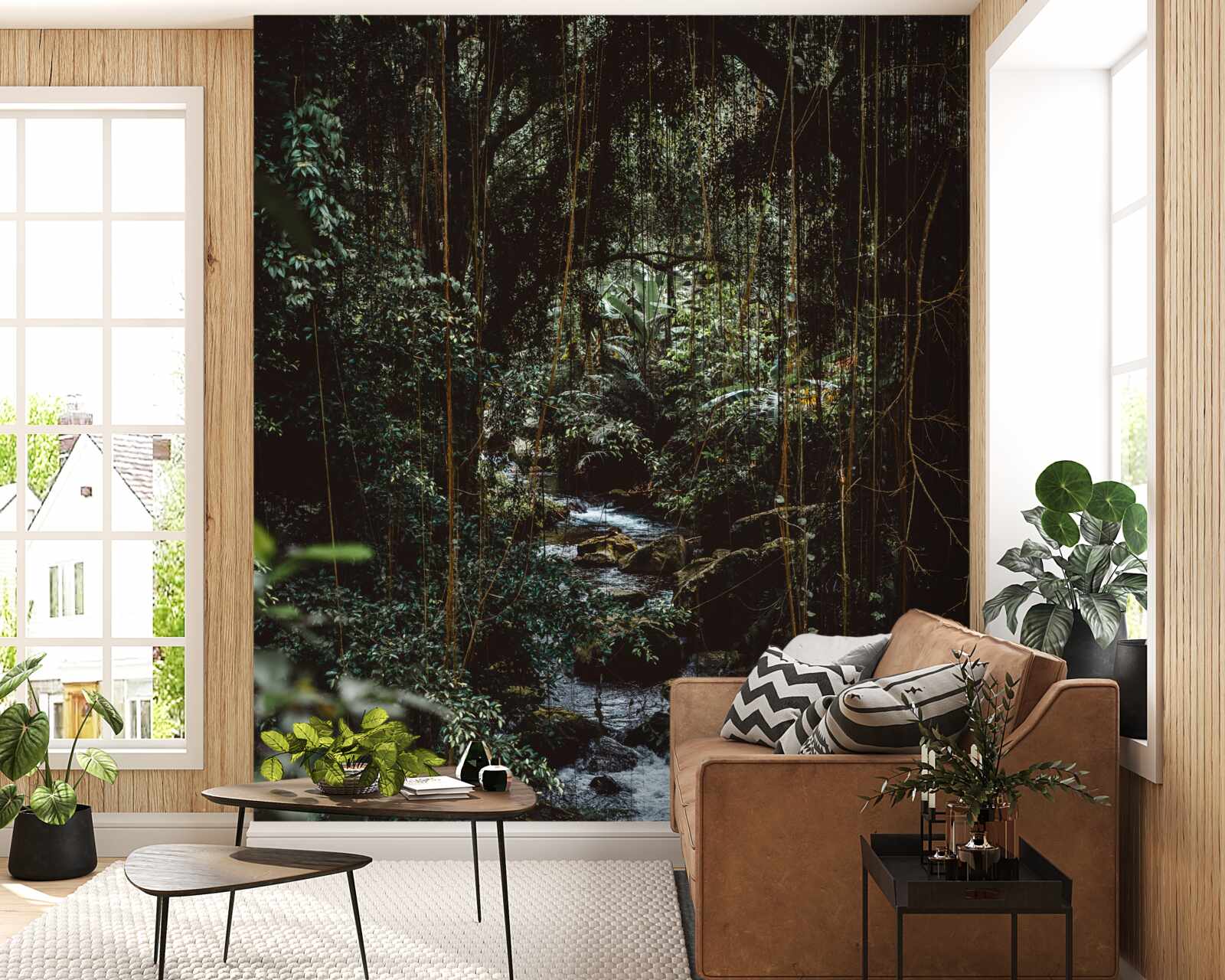 Papier peint rivière forestière