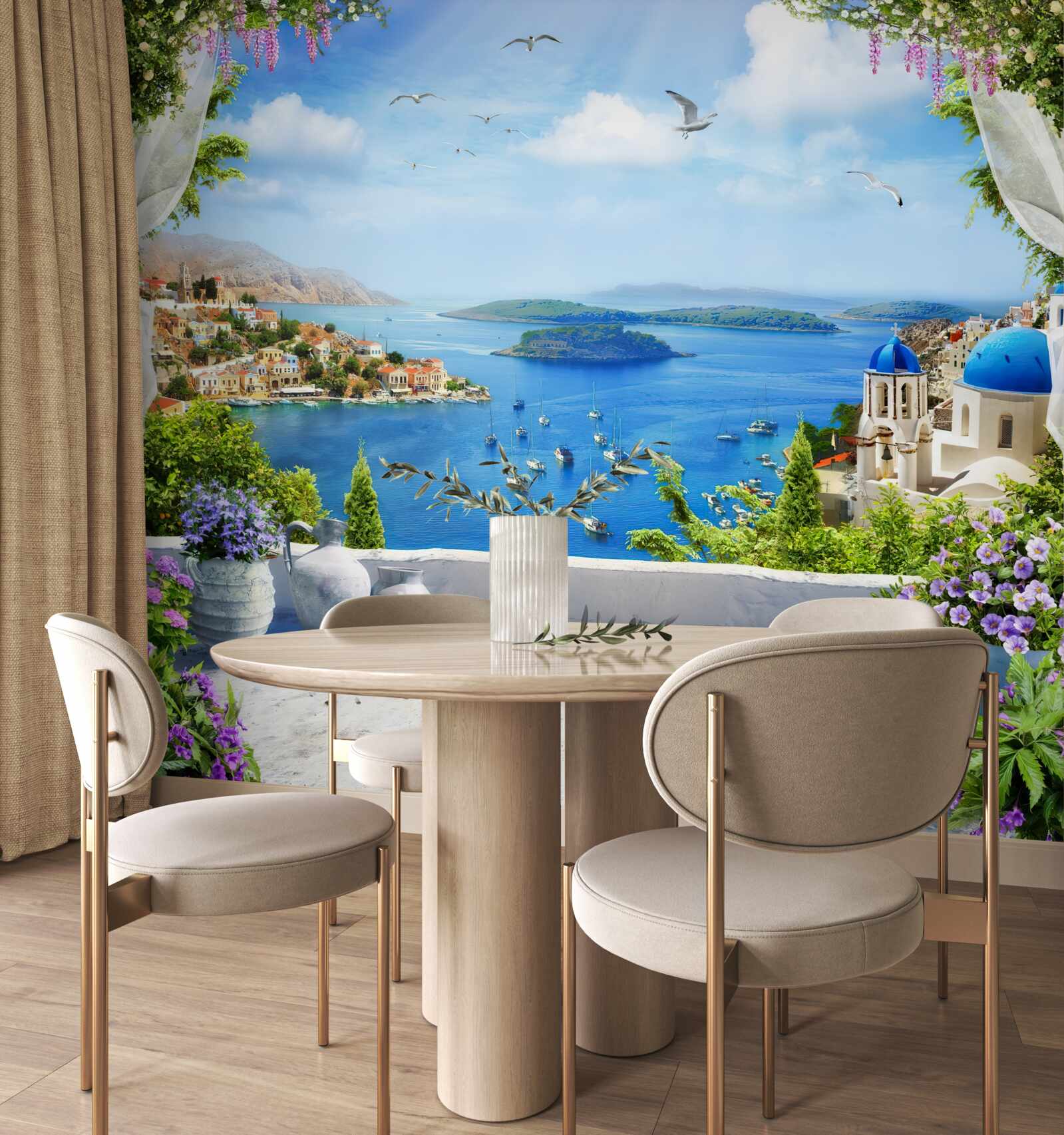 Papier peint panorama de la ville et de la rivière