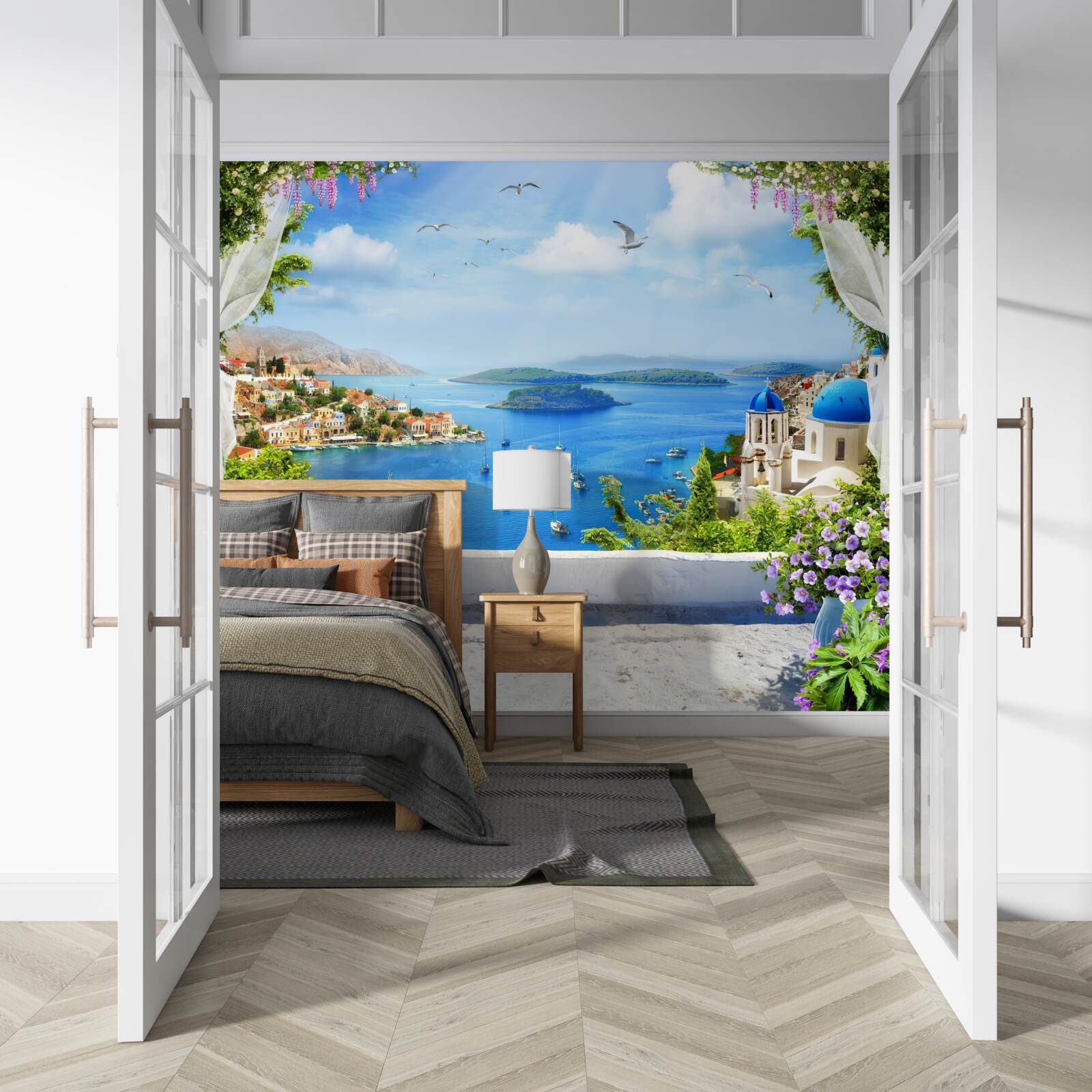 Papier peint panorama de la ville et de la rivière