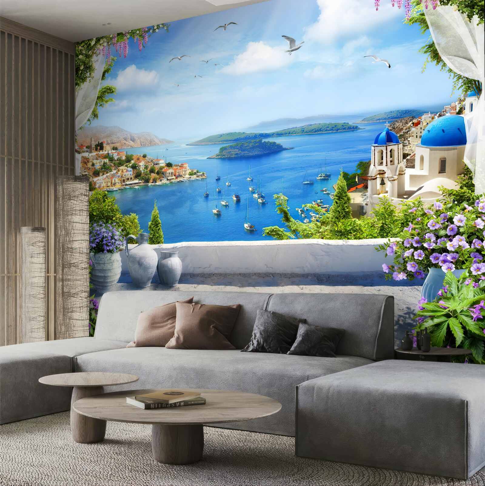 Papier peint panorama de la ville et de la rivière