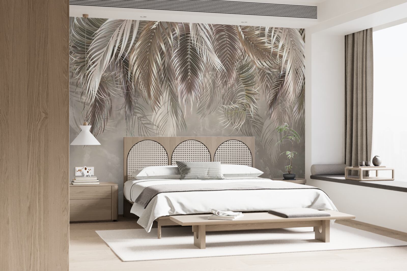 Papier peint feuilles étroites et larges, en cascade