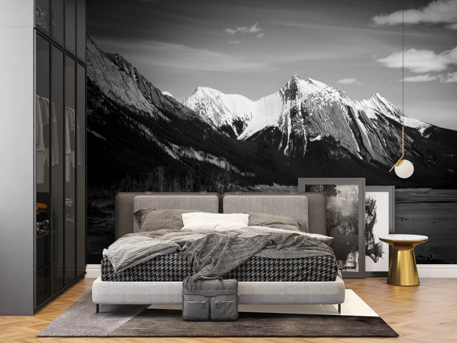 Papier peint montagnes en tons monochromes